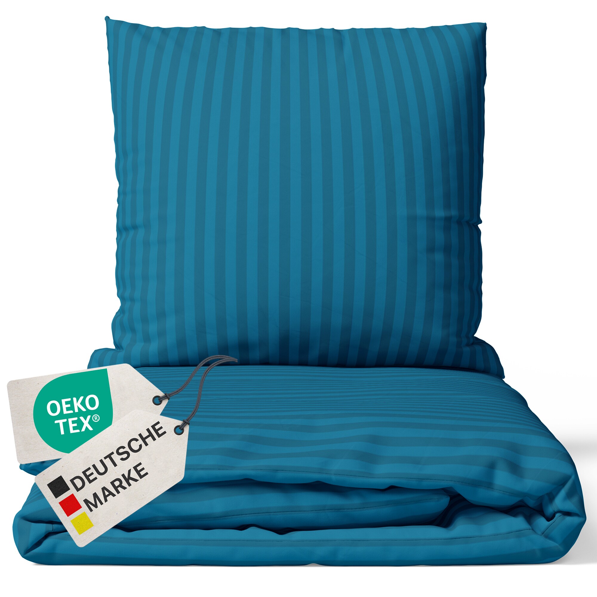 NYVI Bettw&auml;sche Set DreamScience Mikrofaser Damast - Atmungsaktiv & Weich - Mit Rei&szlig;verschluss Farbe:petrol;Gr&ouml;&szlig;e:155x220 + 80x80 cm 