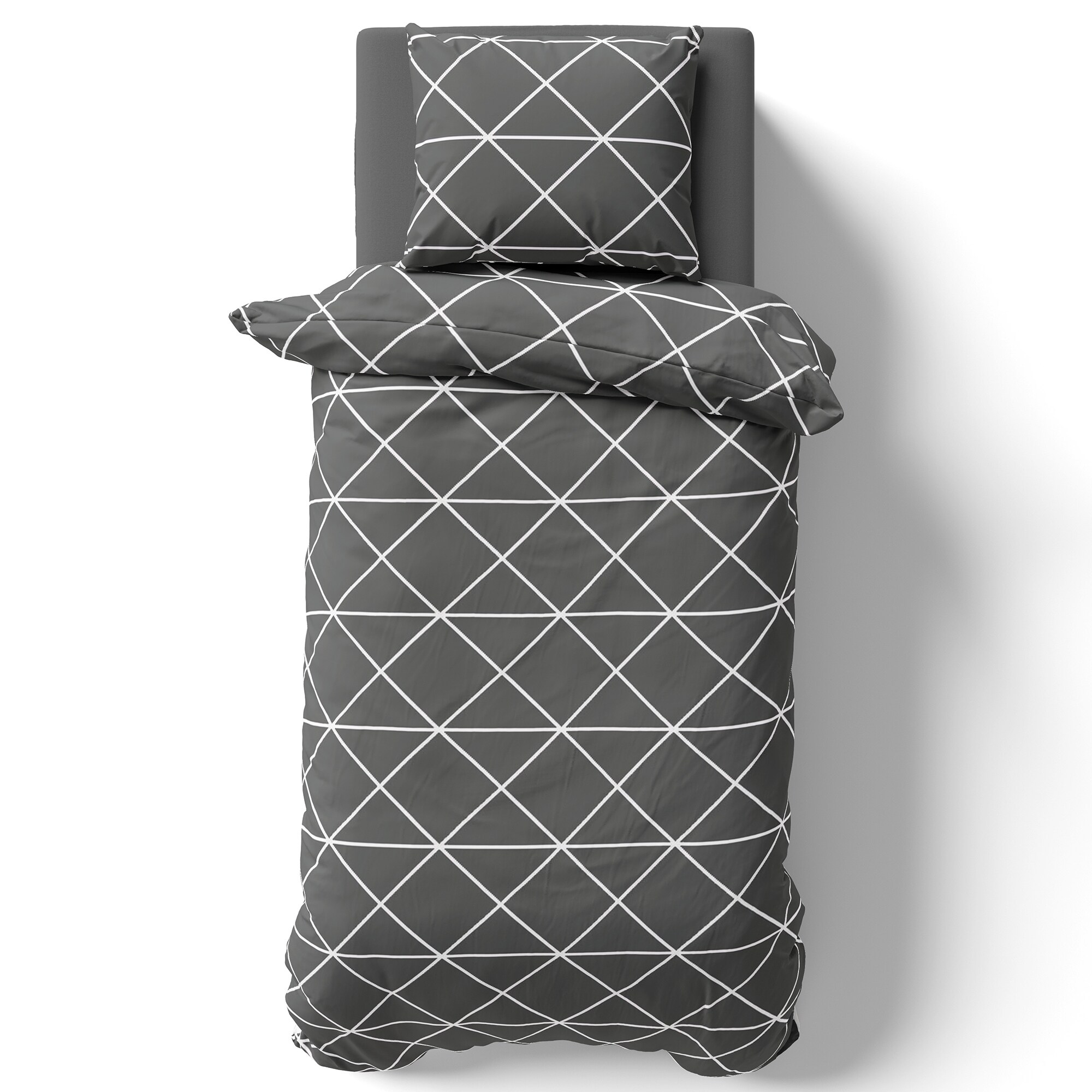 NYVI Bettw&auml;sche Set DreamScience Renforc&eacute; Design - Atmungsaktiv & Weich - 100% Baumwolle - Mit Rei&szlig;verschluss Gr&ouml;&szlig;e:200x200 + 2x 80x80 cm;Farbe:Triangle - Bild 1