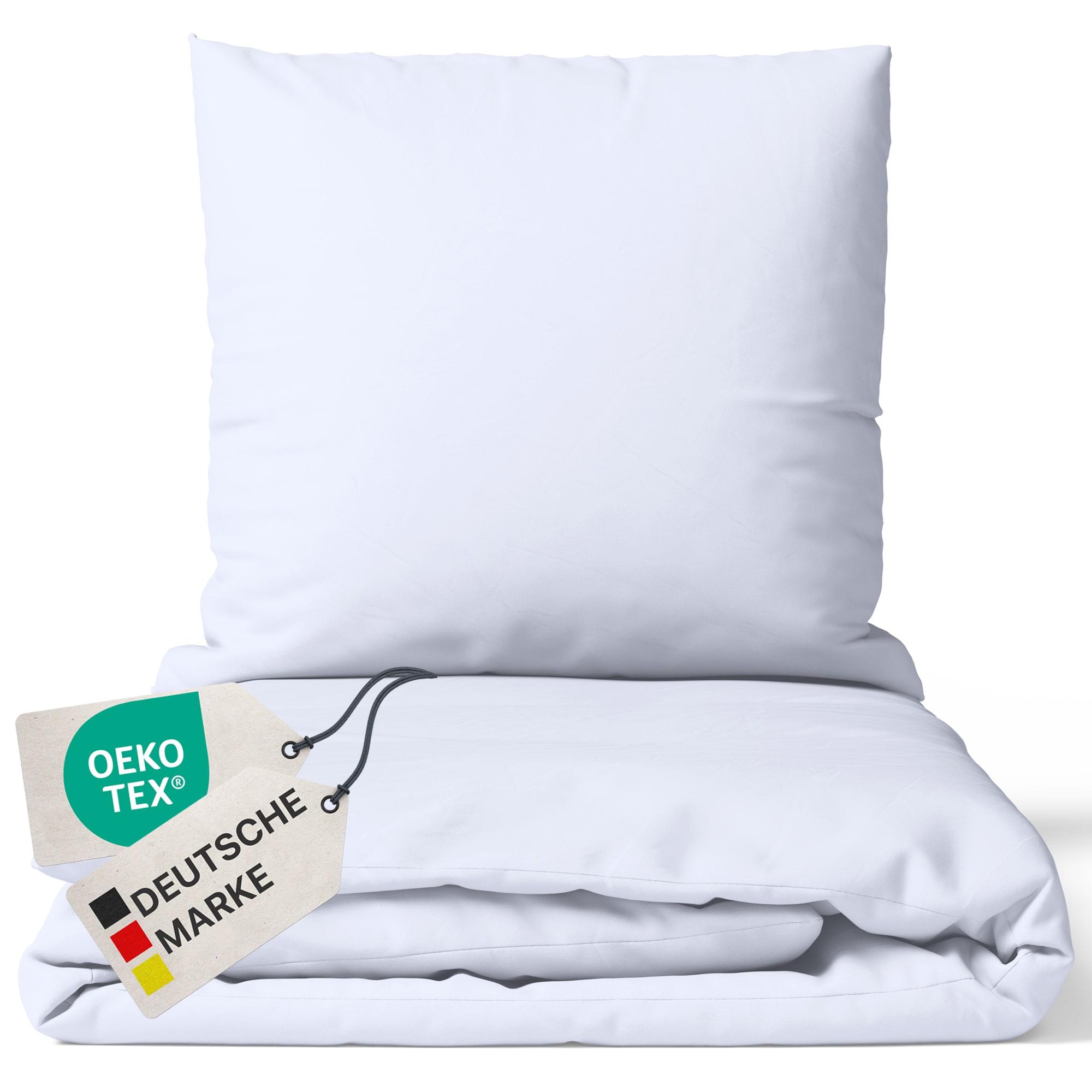 NYVI Bettw&auml;sche Set DreamScience Renforc&eacute; Uni - Atmungsaktiv & Weich - 100% Baumwolle - Mit Rei&szlig;verschluss Gr&ouml;&szlig;e:135x200 + 80x80 cm;Farbe:wei&szlig; 