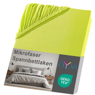 NYVI Spannbettlaken DreamScience Mikrofaser - Weich & Anschmiegsam, Rundumgummizug, Bügelfrei Farbe:apfelgrün;Größe:90x200 - 100x200 cm 