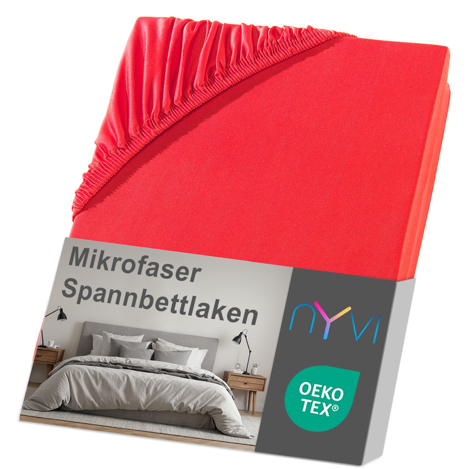 NYVI Spannbettlaken DreamScience Mikrofaser - Weich & Anschmiegsam, Rundumgummizug, B&uuml;gelfrei Farbe:rot;Gr&ouml;&szlig;e:180x200 - 200x200 cm 