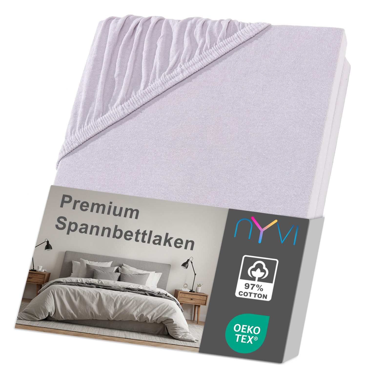 NYVI Spannbettlaken DreamScience Premium - Komfort Spannbetttuch, 190g/m&sup2;, Einlaufschutz, B&uuml;gelfrei, mit Gummizug Farbe:silber;Gr&ouml;&szlig;e:140x200 - 160x200 cm 