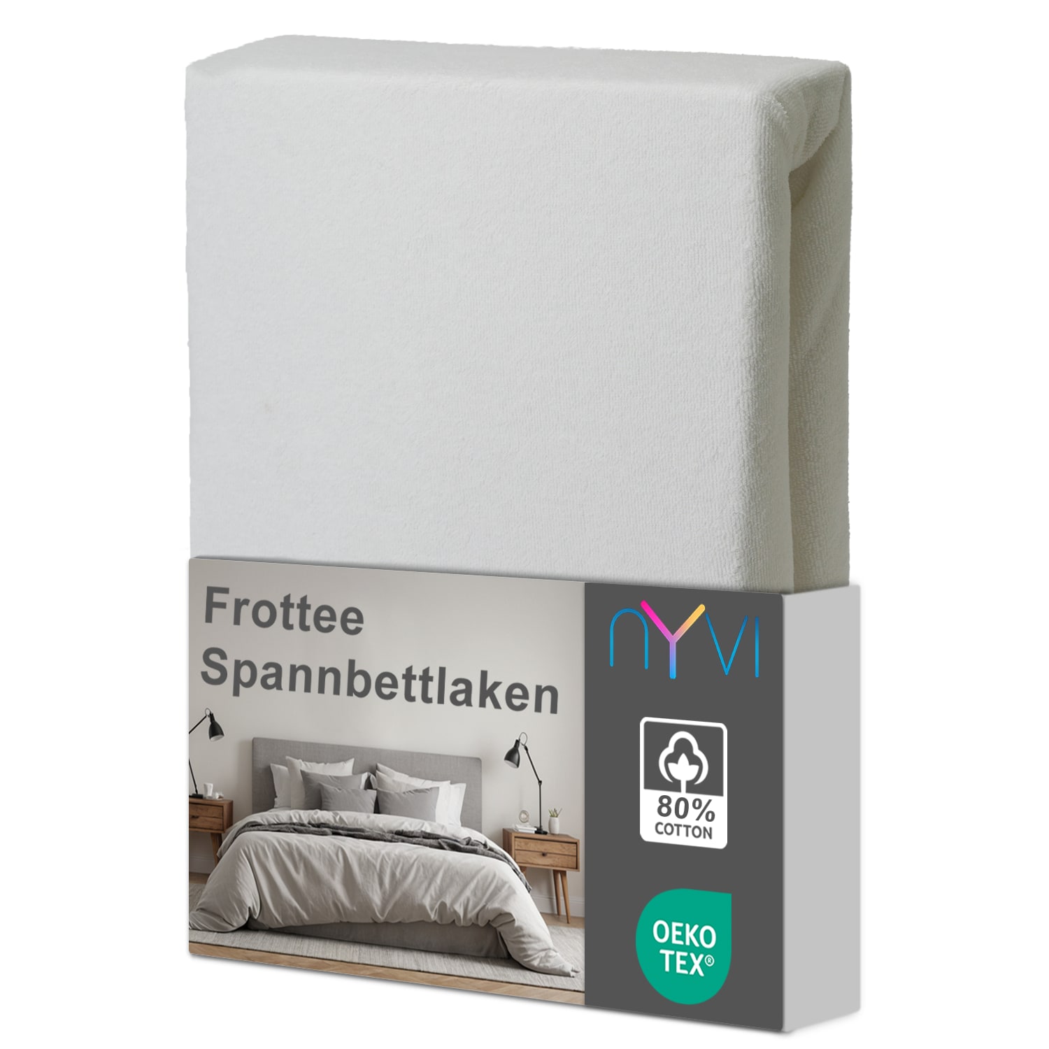 NYVI Spannbettlaken DreamScience Frottee - Warm und Kuschelig, hohe Feuchtigkeitsaufnahme, schnell trocknend - Frottier Spannbetttuch Bettlaken Farbe:wei&szlig;;Gr&ouml;&szlig;e:90x200 - 100x200 cm 