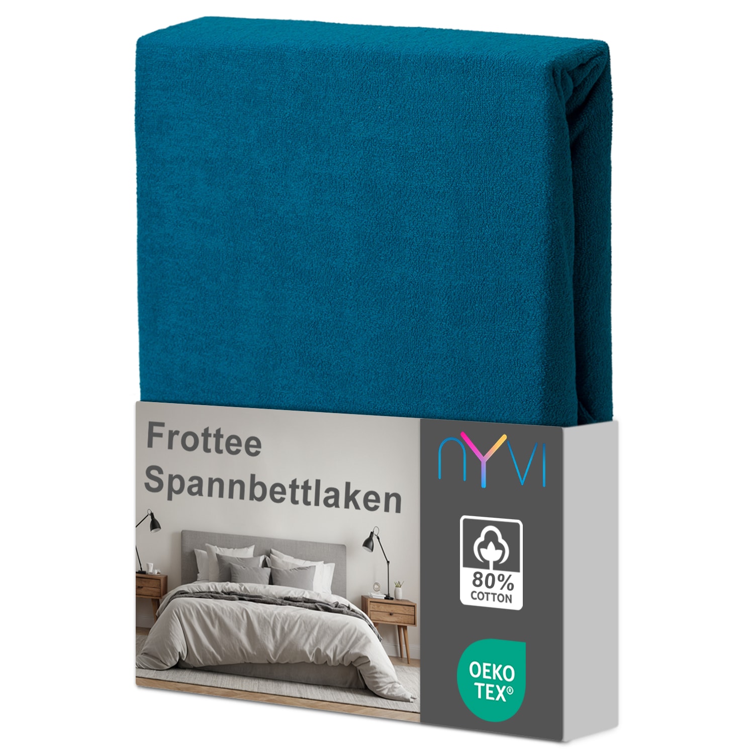 NYVI Spannbettlaken DreamScience Frottee - Warm und Kuschelig, hohe Feuchtigkeitsaufnahme, schnell trocknend - Frottier Spannbetttuch Bettlaken Farbe:petrol;Gr&ouml;&szlig;e:140x200 - 160x200 cm 
