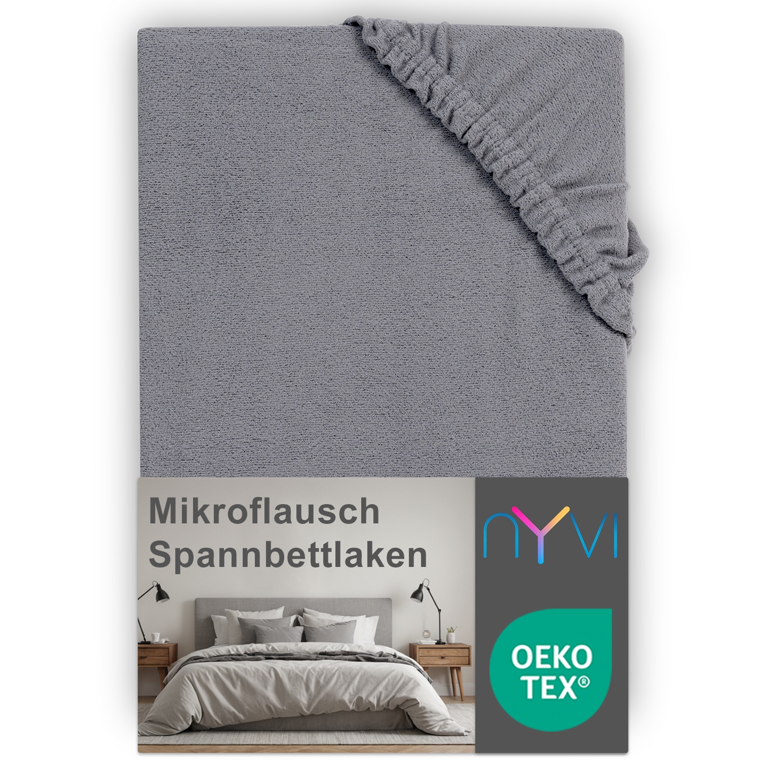 NYVI Spannbettlaken DreamScience Mikroflausch - Kuschelweiches & W&auml;rmendes Bettlaken Spannbetttuch Farbe:grau;Gr&ouml;&szlig;e:140x200 - 160x200 cm 