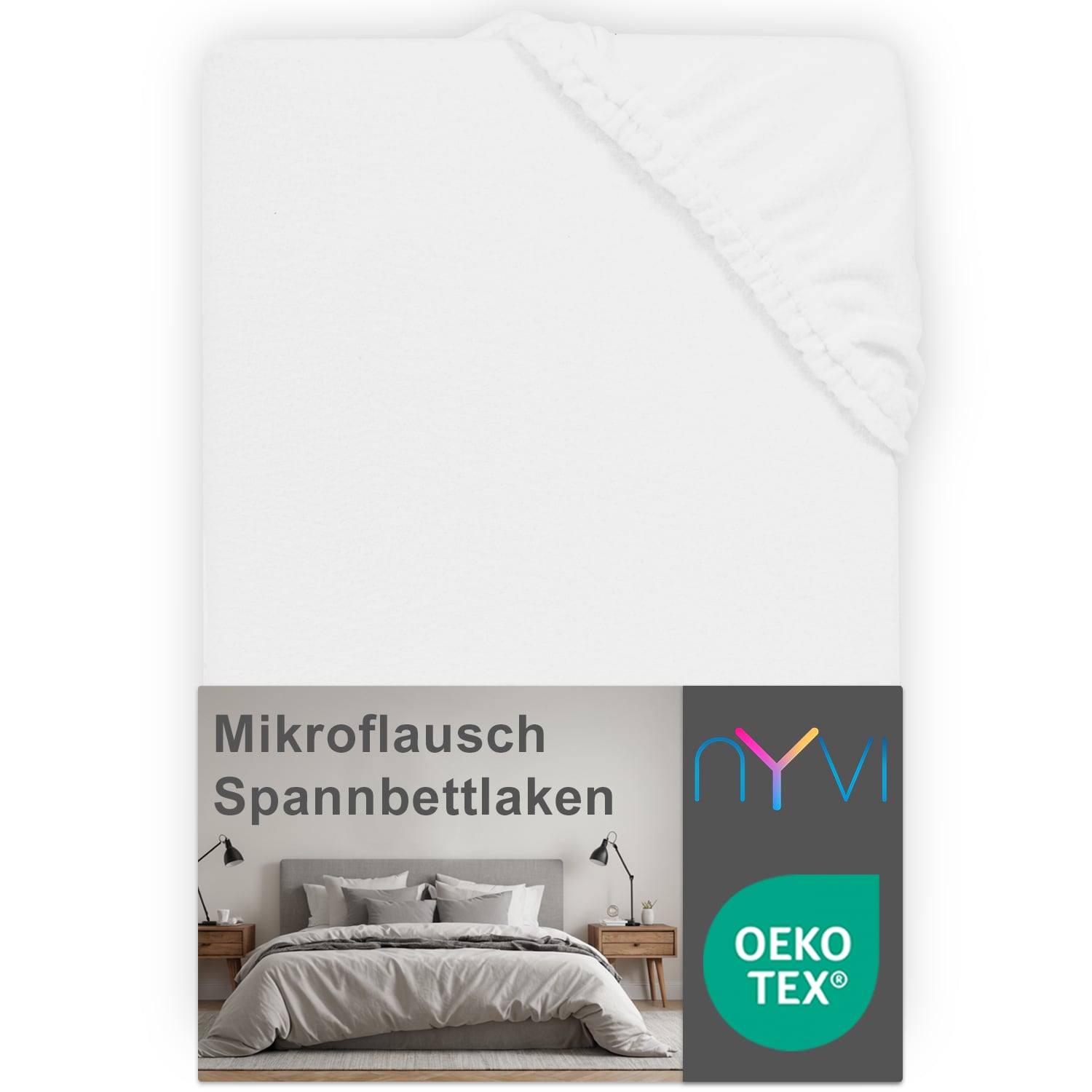 NYVI Spannbettlaken DreamScience Mikroflausch - Kuschelweiches & W&auml;rmendes Bettlaken Spannbetttuch Farbe:wei&szlig;;Gr&ouml;&szlig;e:180 - 200x220 + 40 cm Boxspringbett 