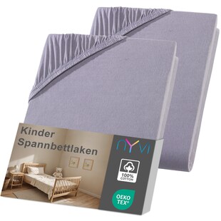 NYVI Kinder Spannbettlaken Junior für Kinderbettmatratzen bis 12cm Höhe - Weich & Anschmiegsam, Rundumgummizug, Bügelfrei Farbe:grau;Größe:70x140 cm (2er Pack) 