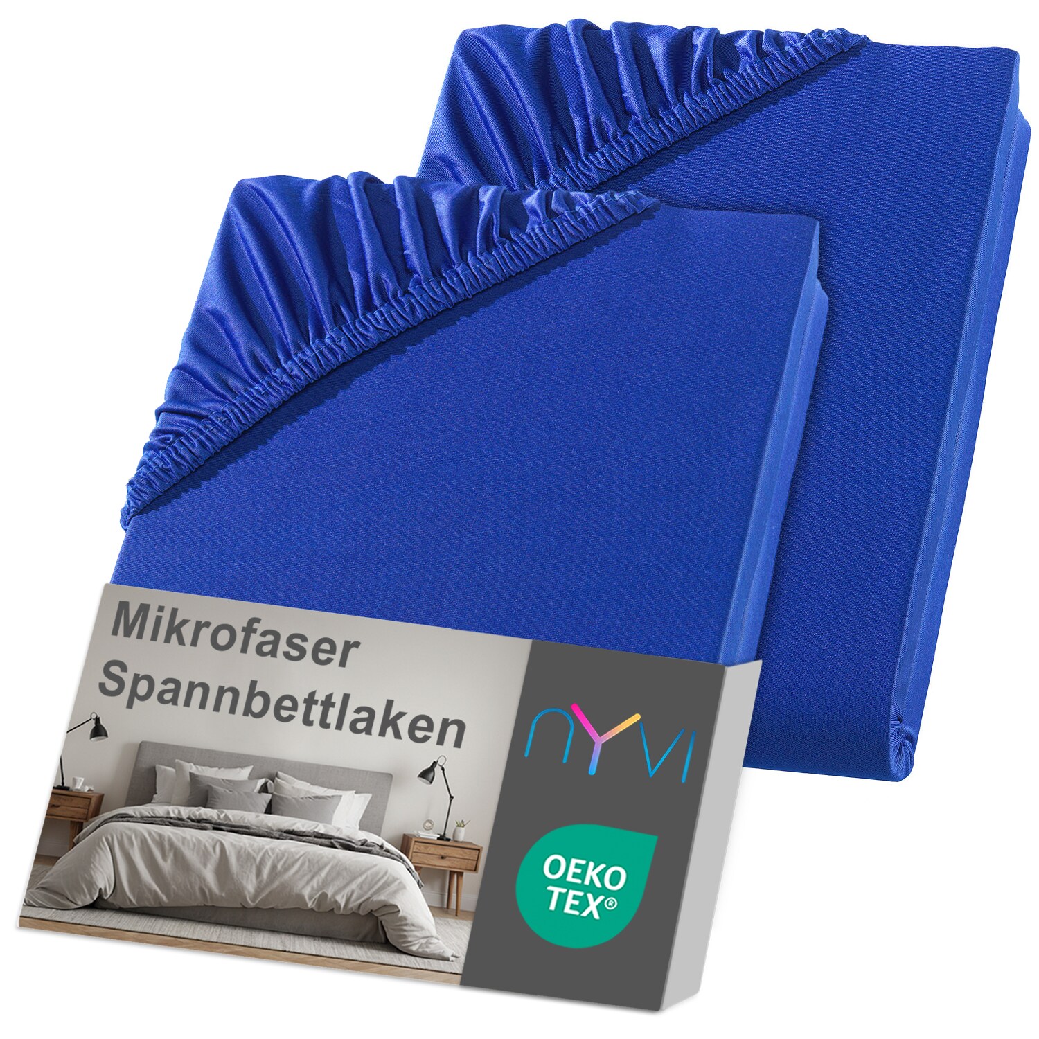 NYVI Spannbettlaken DreamScience Mikrofaser - Weich & Anschmiegsam, Rundumgummizug, B&uuml;gelfrei Farbe:royalblau;Gr&ouml;&szlig;e:180x200 - 200x200 cm (2er Pack) 