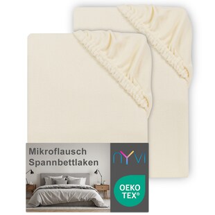 NYVI Spannbettlaken DreamScience Mikroflausch - Kuschelweiches & Wärmendes Bettlaken Spannbetttuch Farbe:natur;Größe:180x200 - 200x200 cm (2er Pack) 