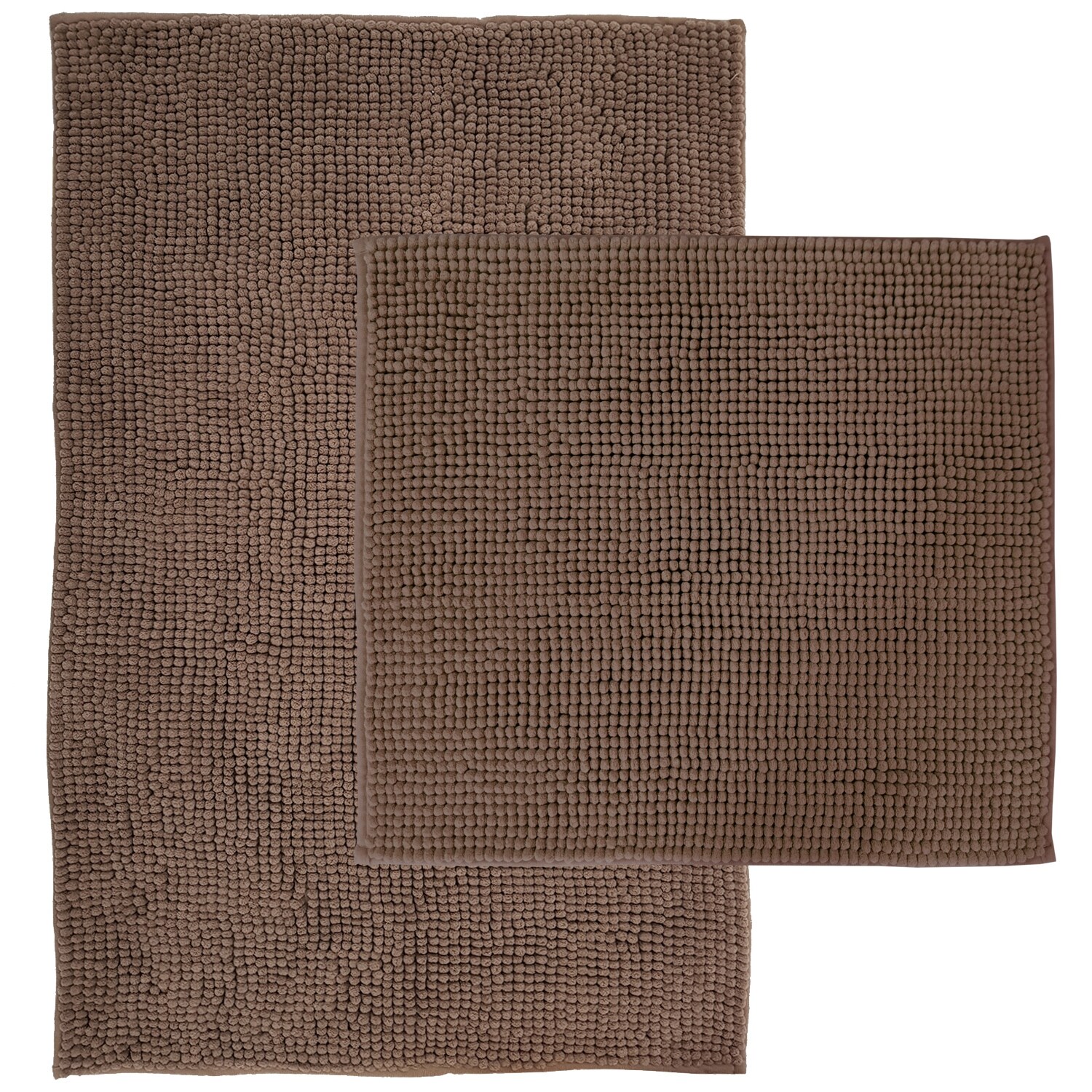 NYVI Badematte NYVISpa Chenille Rechteckig - Badezimmerteppich - Rutschfest, Saugf&auml;hig, Schnell Trocknend, Fu&szlig;bodenheizung geeignet, Waschbar, Weich Farbe:Taupe;Gr&ouml;&szlig;e:Set 45x50 + 50x80 cm 