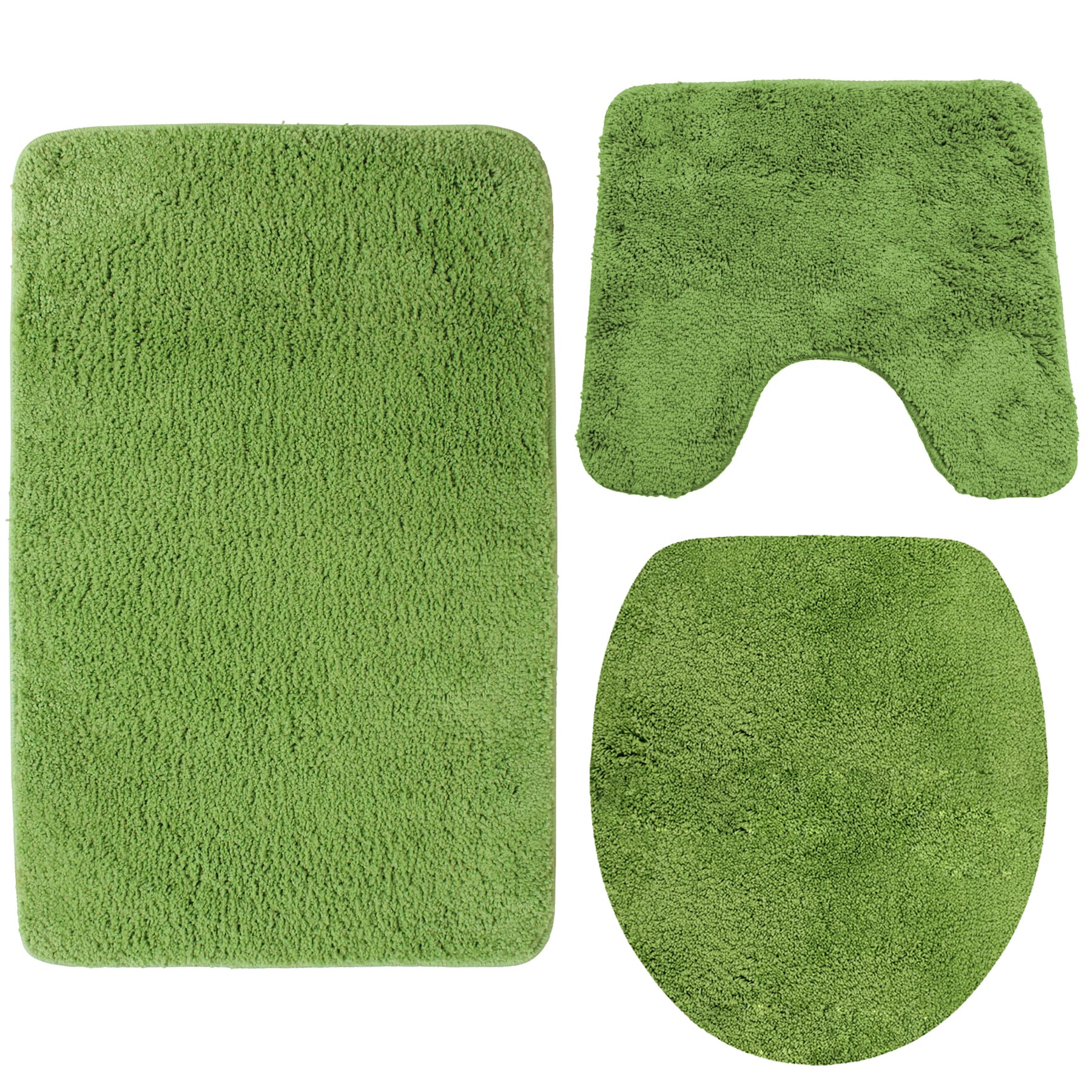 NYVI Badematte NYVISpa Lasalle  - Badezimmerteppich - Rutschfest, Saugf&auml;hig, Schnell Trocknend, Fu&szlig;bodenheizung geeignet, Waschbar, Weich Farbe:Gr&uuml;n;Gr&ouml;&szlig;e:Set 3-teilig 