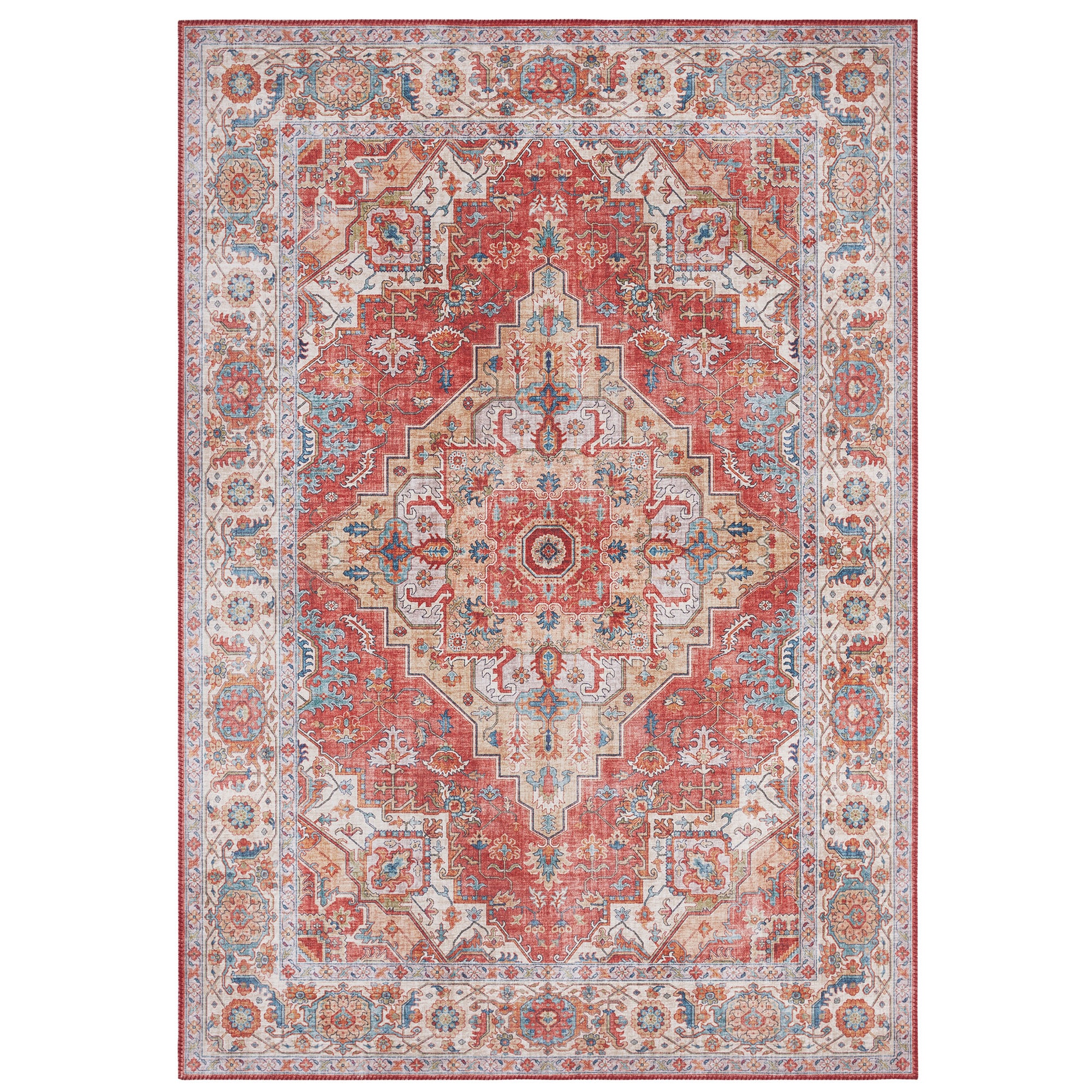 NYVI Teppich Asmar - Pflegeleicht, Langlebig, f&uuml;r Innenr&auml;ume Gr&ouml;&szlig;e:160x230 cm;Farbe:Ziegelrot Sylla 