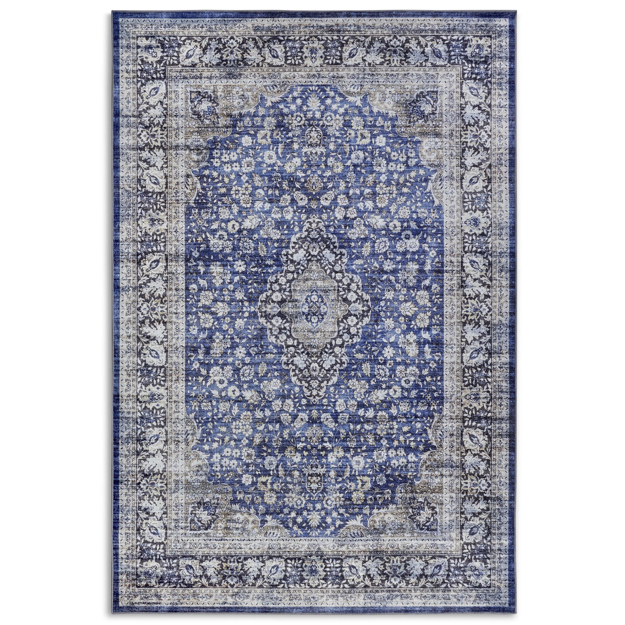 NYVI Teppich Asya - Rutschfest, Pflegeleicht, F&uuml;r Fu&szlig;bodenheizung Gr&ouml;&szlig;e:120x160 cm;Farbe:Dunkelblau Creme Asya 