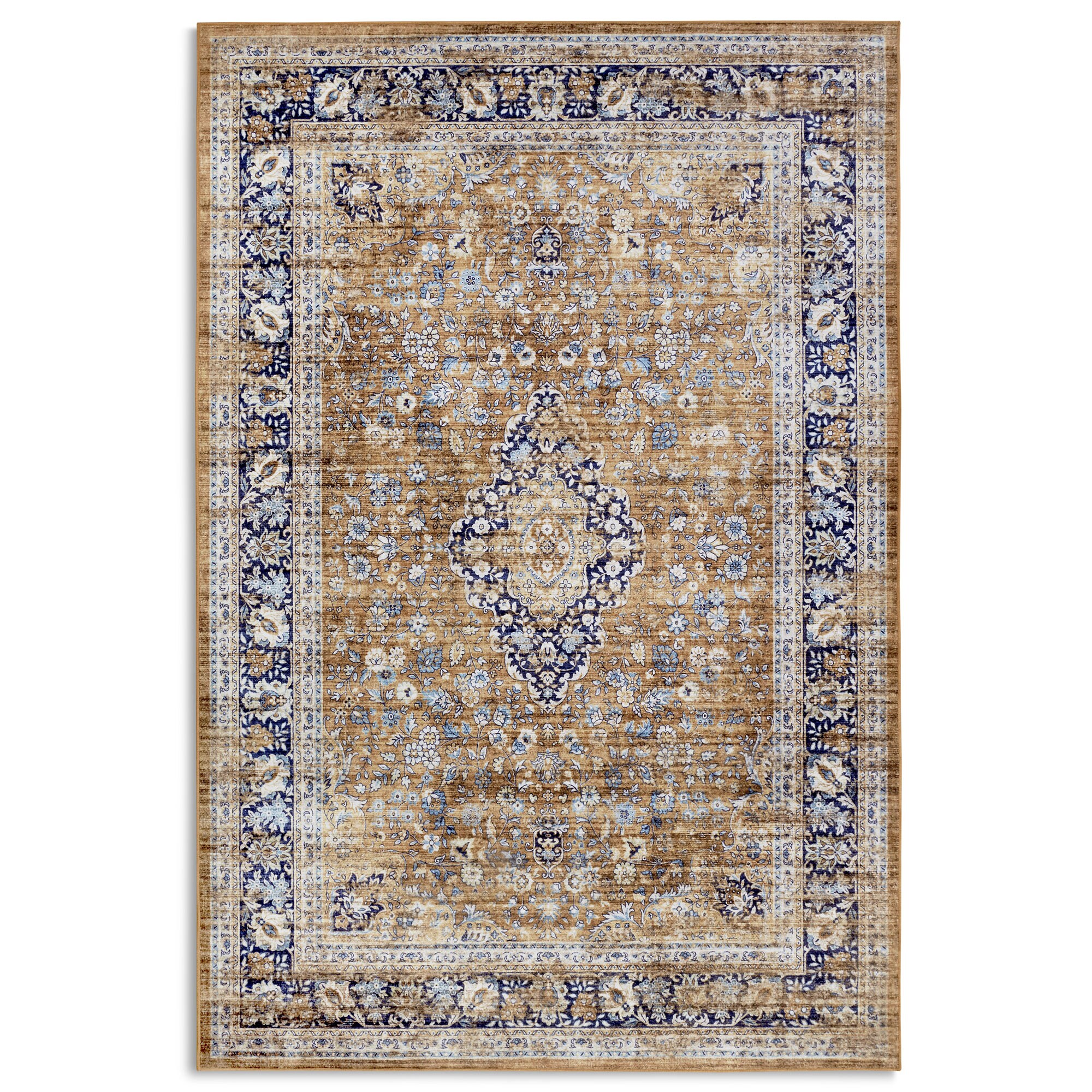 NYVI Teppich Asya - Rutschfest, Pflegeleicht, F&uuml;r Fu&szlig;bodenheizung Gr&ouml;&szlig;e:80x150 cm;Farbe:Kupfer Blau Asya 