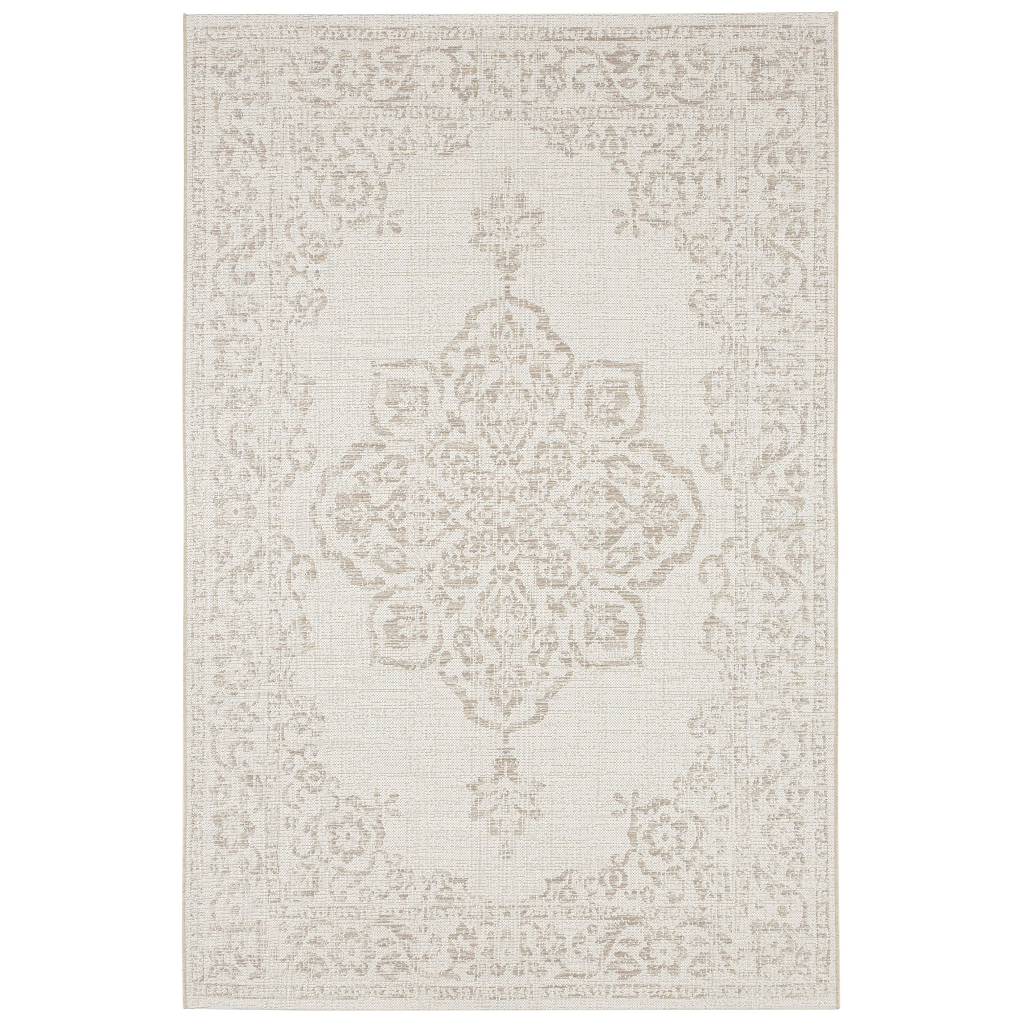 NYVI Teppich Beach - Wetterfest, Wasserbest&auml;ndig, F&uuml;r Innen und Au&szlig;en Gr&ouml;&szlig;e:200x290 cm;Farbe:Creme Beige 