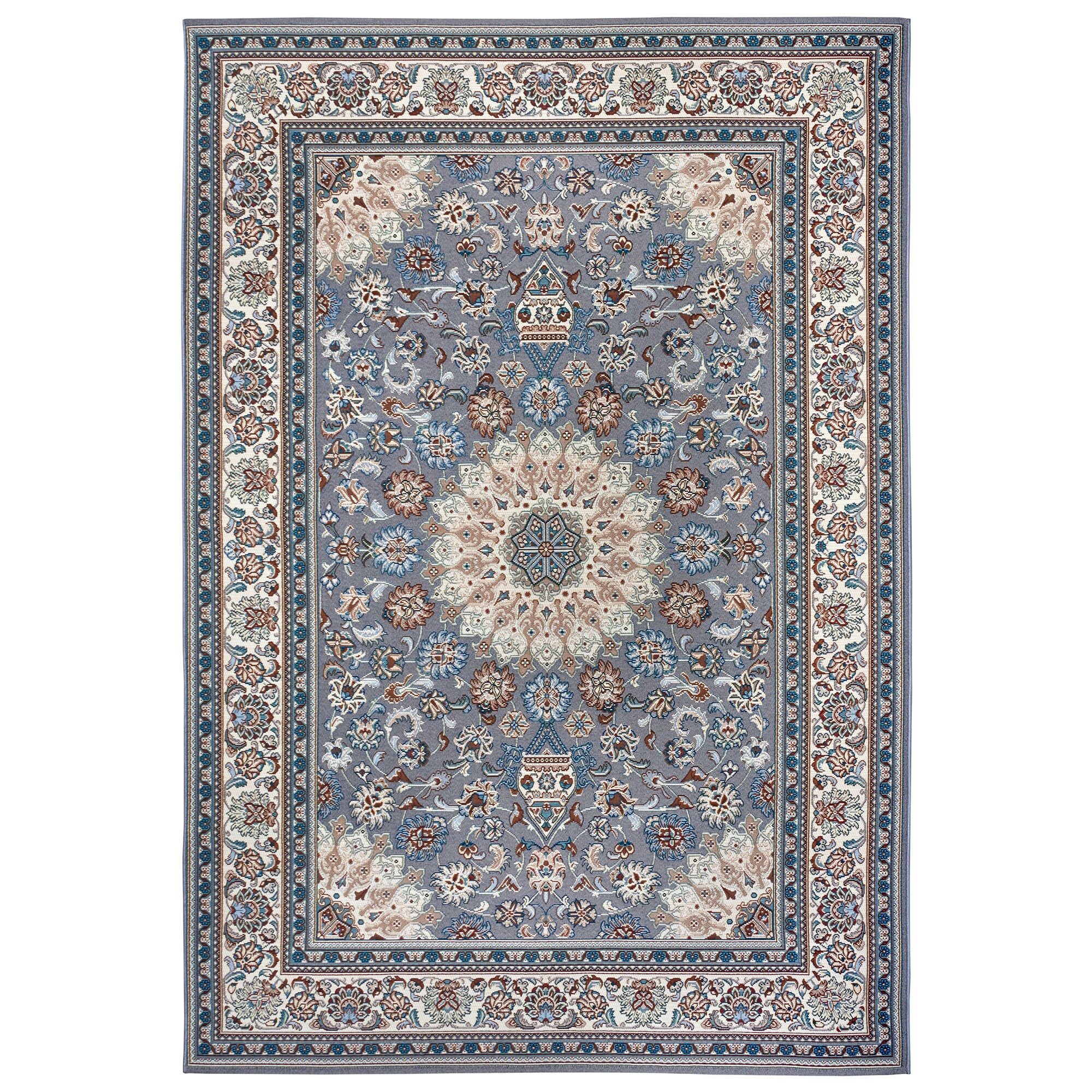 NYVI Teppich Flair - Wetterfest, UV-best&auml;ndig, f&uuml;r Innen und Au&szlig;en Gr&ouml;&szlig;e:80x165 cm;Farbe:Grau Creme Kadi 