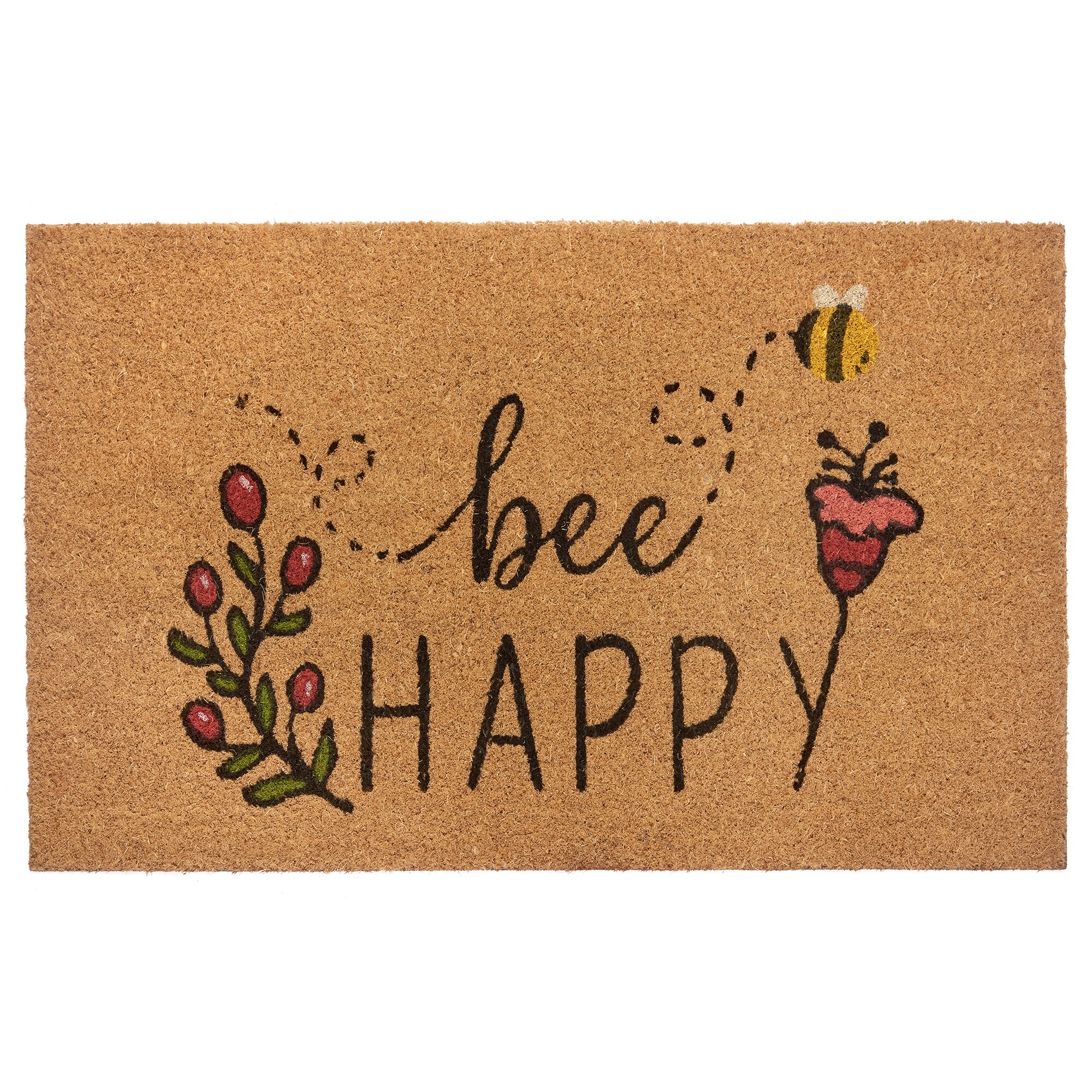 NYVI Fu&szlig;matte Kokos - Rutschfest, Wetterfest, f&uuml;r Innen und Au&szlig;en Gr&ouml;&szlig;e:45x75 cm;Farbe:Bee Happy 