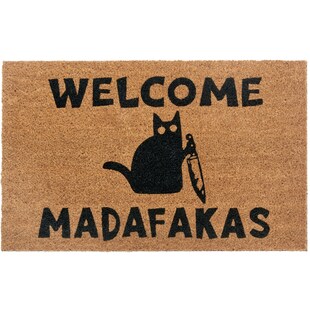 NYVI Fußmatte Cats - Wetterfest, Rutschfest, Langlebig, für Innen und Außen Größe:45x75 cm;Farbe:Welcome Madafakas 