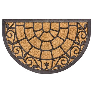 NYVI Fußmatte Kokos - Rutschfest, Wetterfest, für Innen und Außen Größe:45x75 cm;Farbe:Halbrund 2 