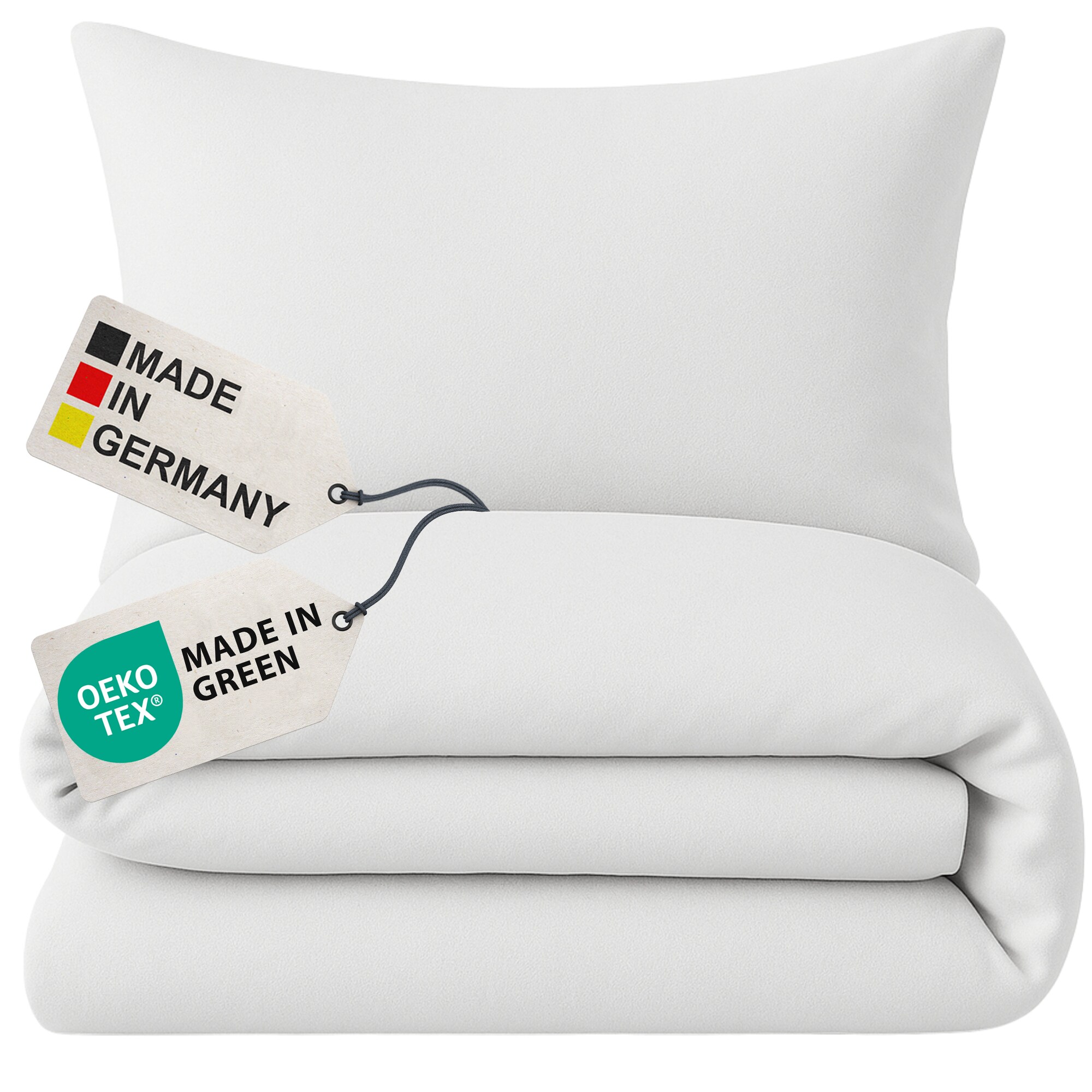 NYVI Biber Winter Bettw&auml;sche Deluxe mit Rei&szlig;verschluss - Flauschige Bettgarnitur, 100% Baumwolle, 145g/m&sup2;, Einlaufschutz Farbe:Wei&szlig;;Gr&ouml;&szlig;e:135x200 cm 