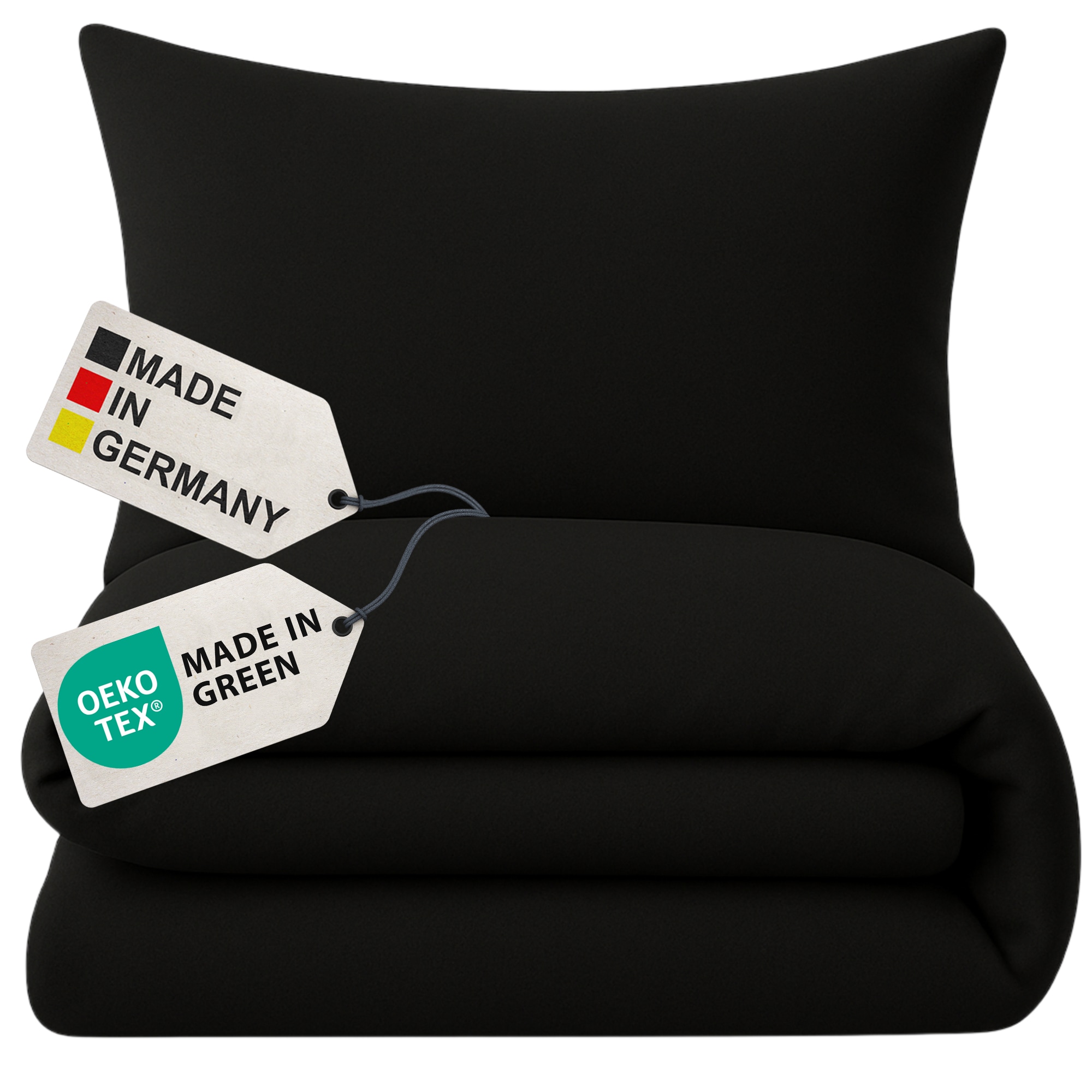 NYVI Biber Winter Bettw&auml;sche Deluxe mit Rei&szlig;verschluss - Flauschige Bettgarnitur, 100% Baumwolle, 145g/m&sup2;, Einlaufschutz Farbe:Schwarz;Gr&ouml;&szlig;e:135x200 cm 