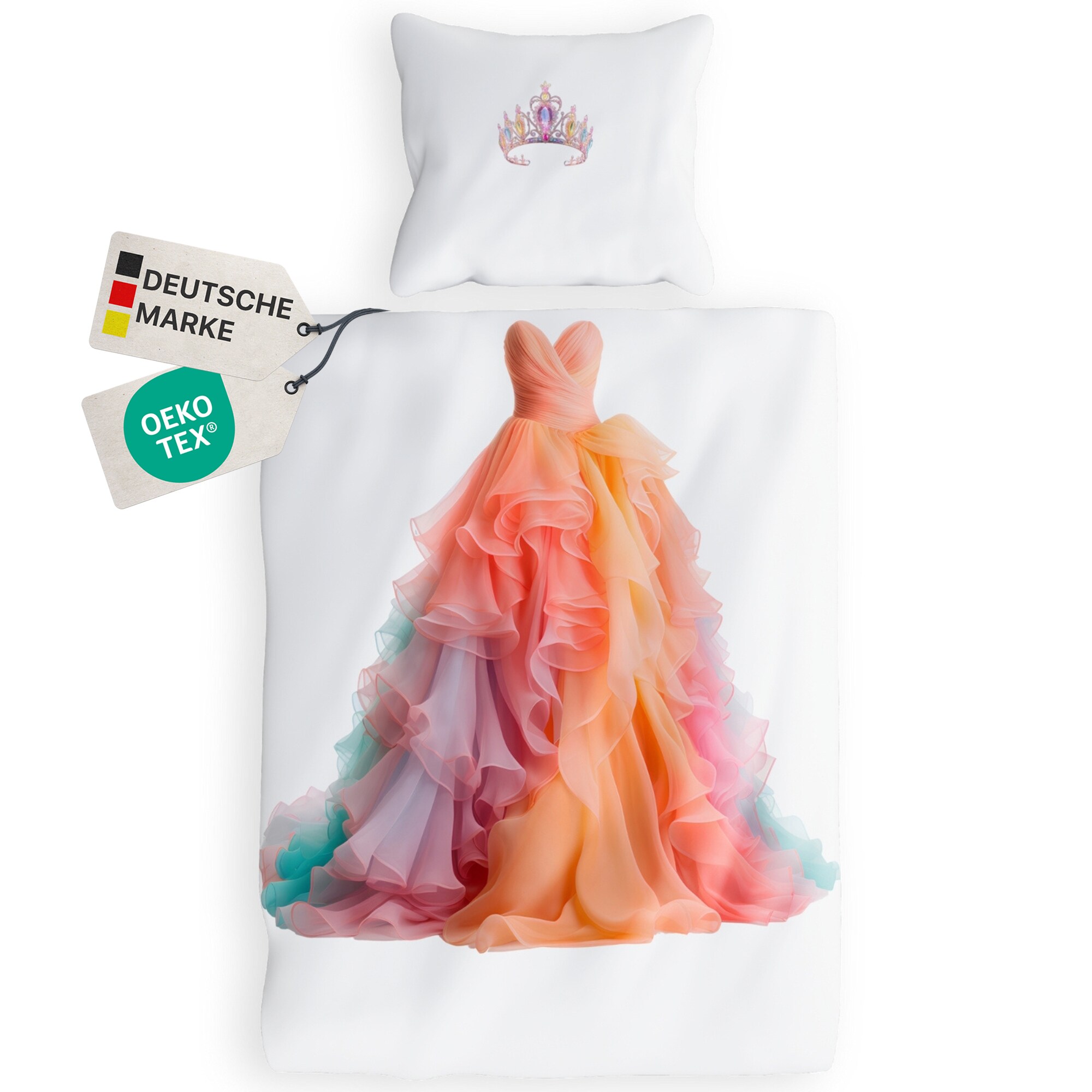 NYVI Renforce Kinderbettw&auml;sche Deluxe aus 100% Baumwolle magischer Druck - Kindergesicht erg&auml;nzt Muster, Rei&szlig;verschluss Gr&ouml;&szlig;e:135x200 cm;Farbe:Prinzessin 