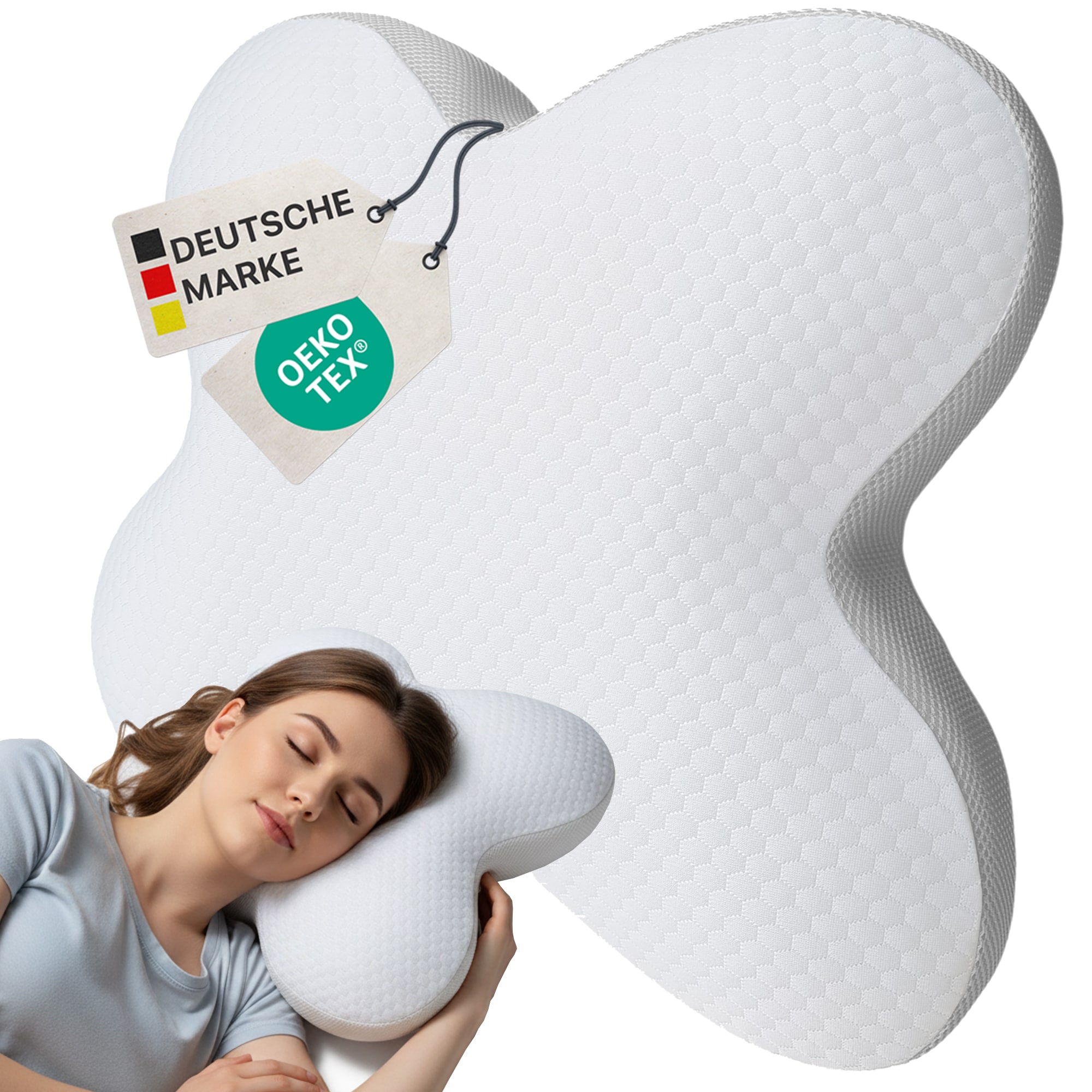 NYVI Nackenst&uuml;tzkissen NYVICloud - Kopfkissen mit Viskoelastischem Memoryschaum - Schmetterlingskissen f&uuml;r Seitenschl&auml;fer, R&uuml;ckenschl&auml;fer, Bauchschl&auml;fer 