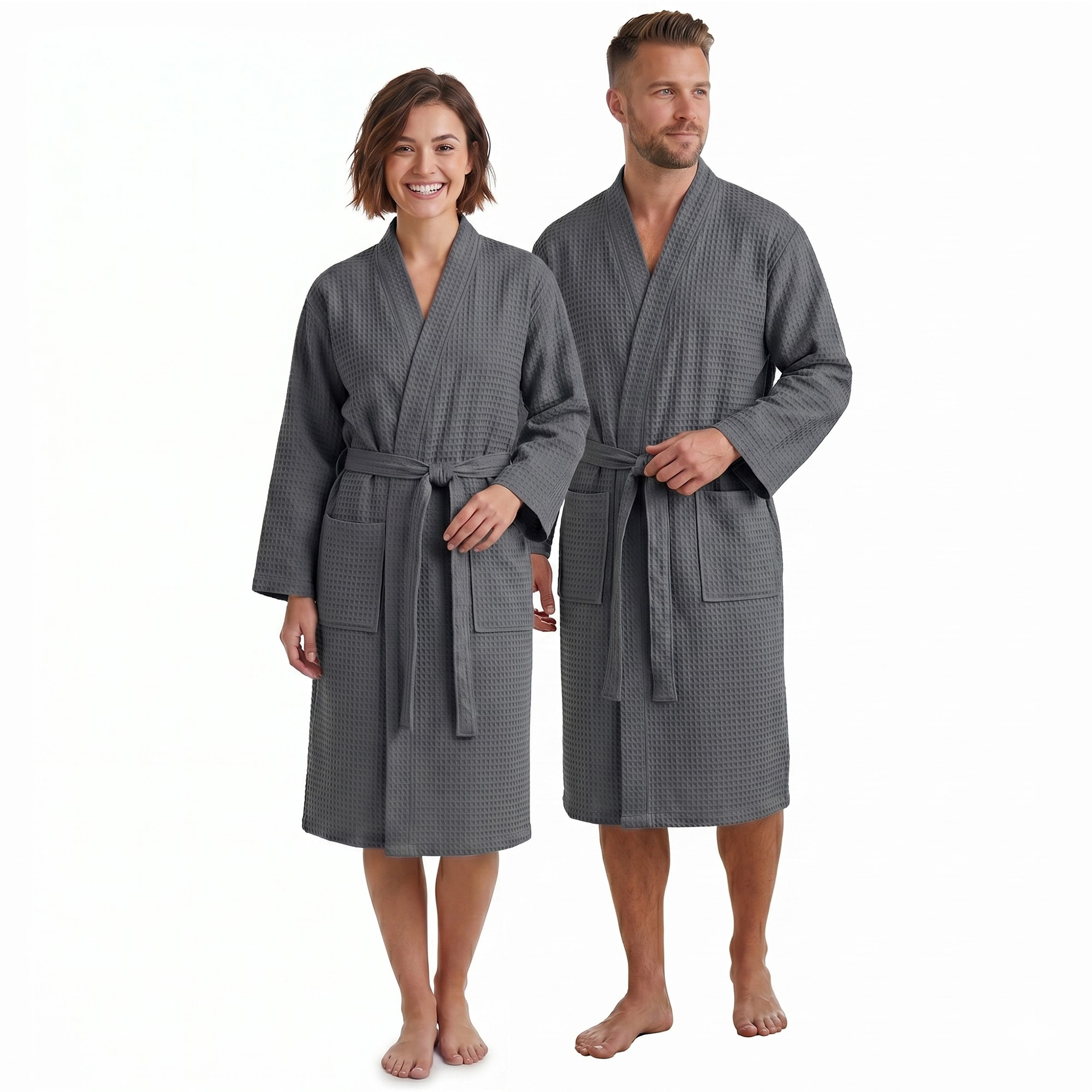 NYVI Bademantel NYVISpa Waffelpique - Unisex Saunamantel f&uuml;r Damen & Herren aus 100% Baumwolle - luftig leichter & atmungsaktiv Farbe:Anthrazit;Gr&ouml;&szlig;e:3XL 