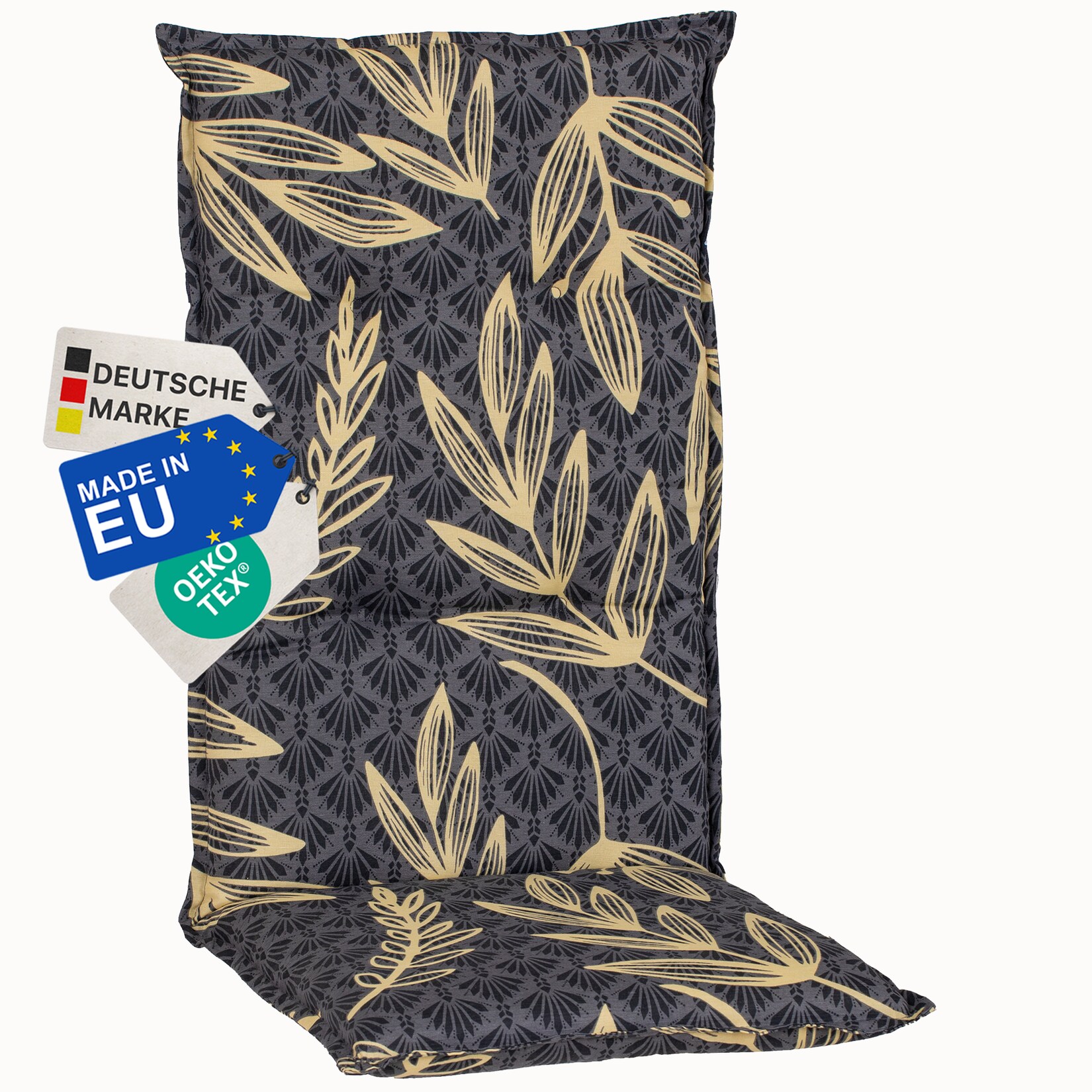 Gartenstuhl-Auflage Barcelona – Hochlehnerauflage für Gartenstühle Anzahl:1x;Dessin:Goldene Blätter
