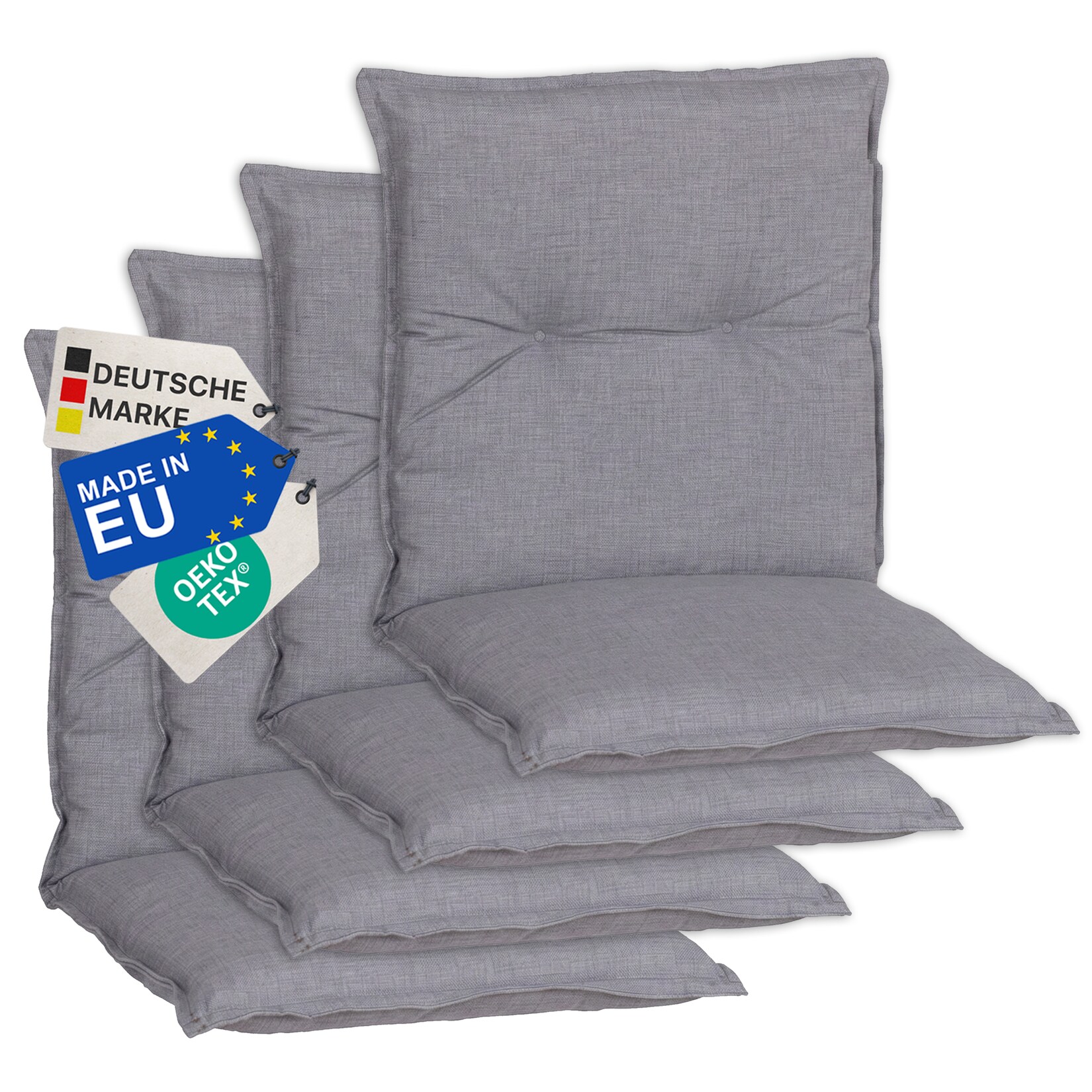 Gartenstuhl-Auflage Barcelona – Niedriglehnerauflage für Gartenstühle Anzahl:4er Set;Dessin:Mittelgrau