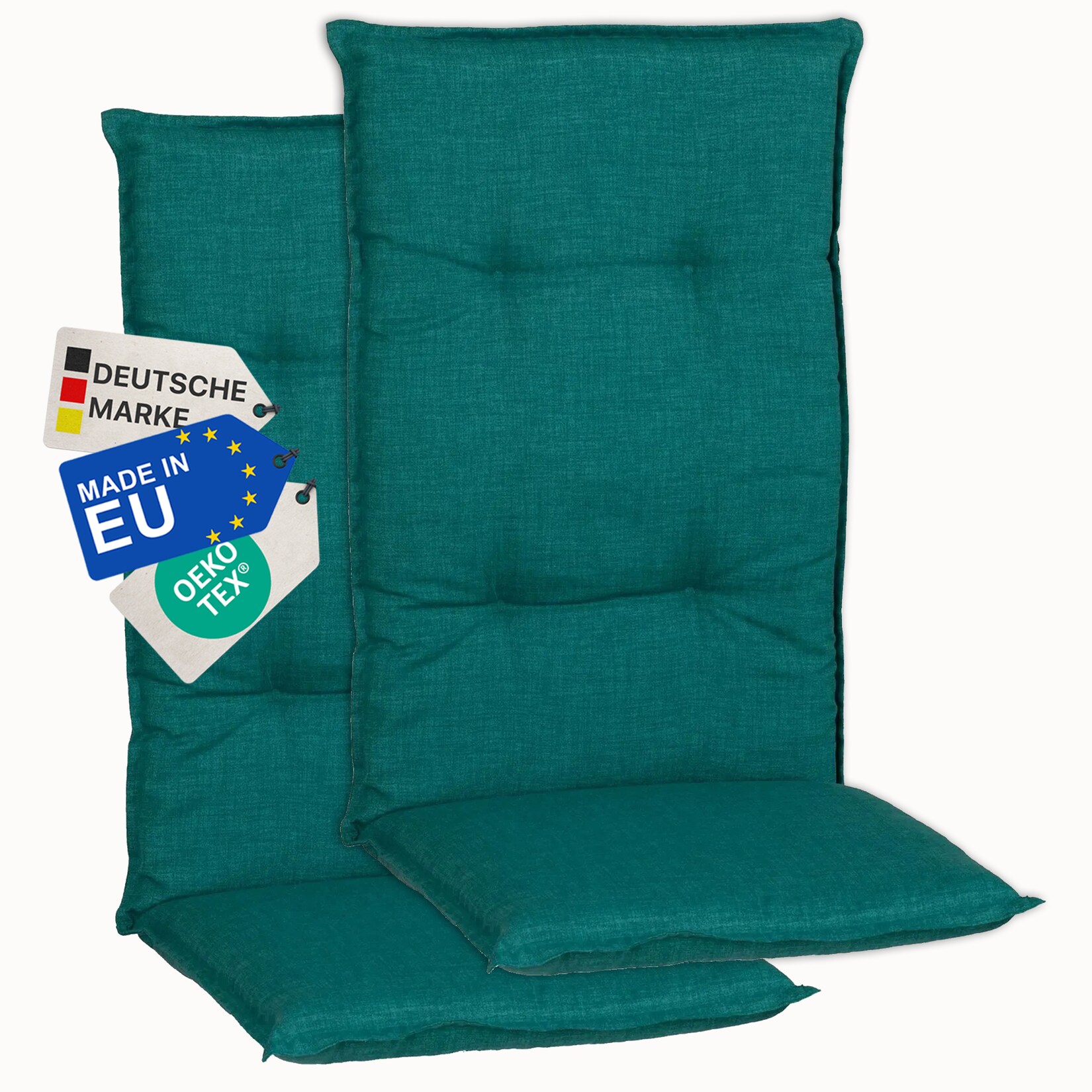 Gartenstuhl-Auflage Barcelona – Hochlehnerauflage für Gartenstühle Anzahl:2er Set;Dessin:Türkis