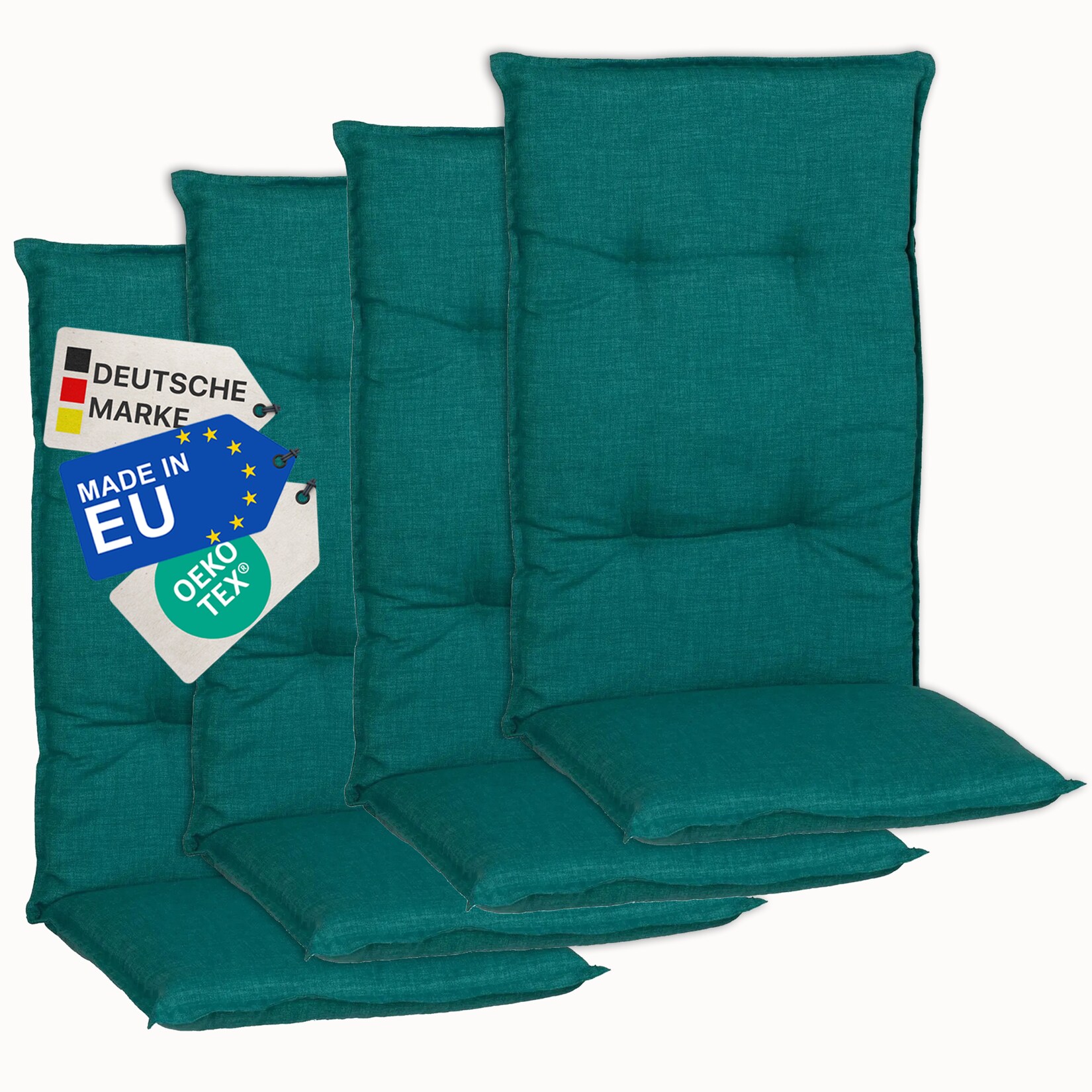 Gartenstuhl-Auflage Barcelona – Hochlehnerauflage für Gartenstühle Anzahl:4er Set;Dessin:Türkis