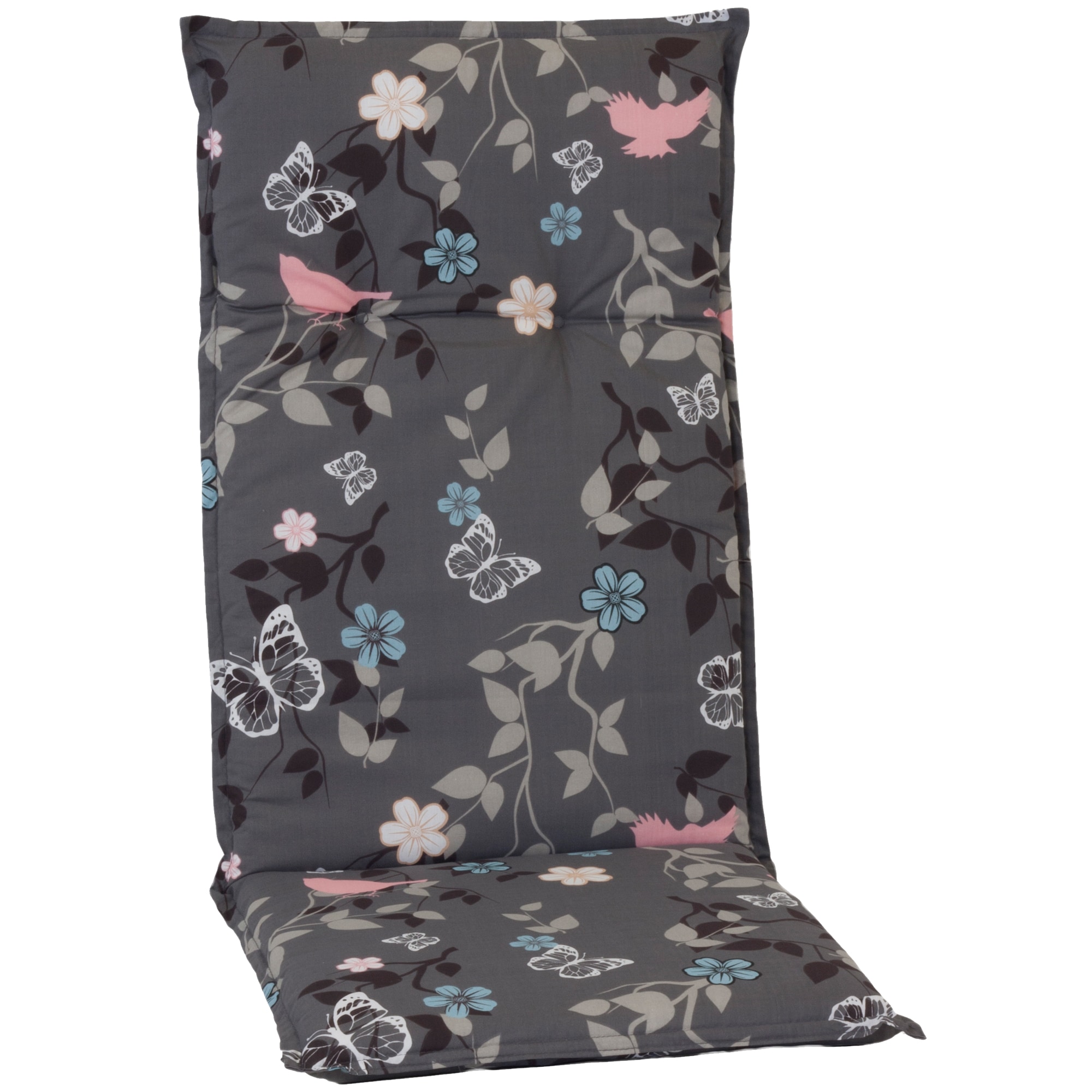 NYVI Gartenstuhl-Auflage Barcelona &ndash; Hochlehnerauflage f&uuml;r Gartenst&uuml;hle Dessin:Vintage Flower;Anzahl:1x 