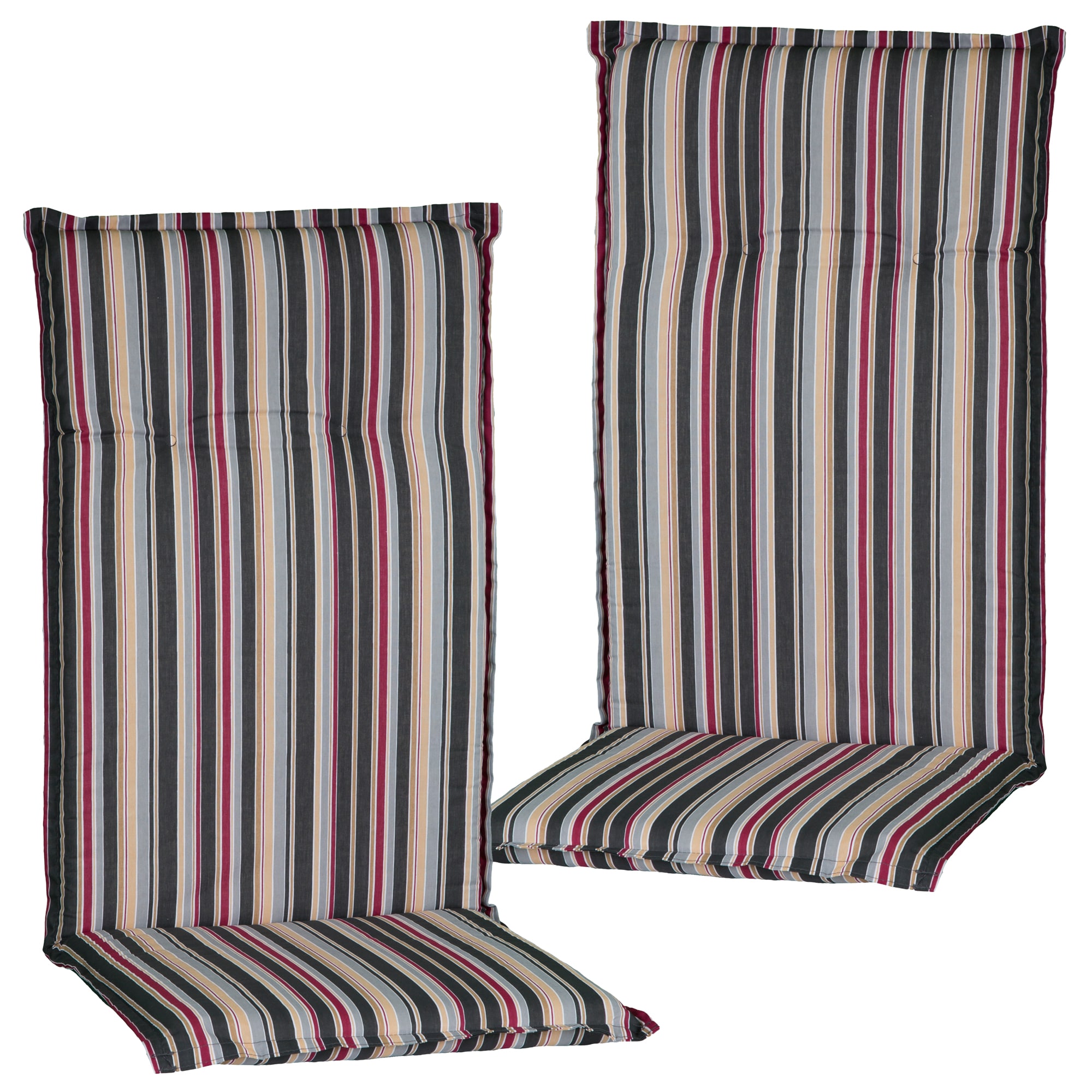 NYVI Gartenstuhl-Auflage Barcelona &ndash; Hochlehnerauflage f&uuml;r Gartenst&uuml;hle Dessin:Narrow Stripes;Anzahl:2er Set 