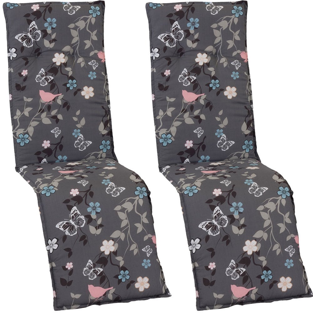 NYVI Auflage f&uuml;r Relaxliegen Barcelona 2er Set 171x50x6cm &ndash; Liegenauflage mit Komfortschaumkern und Bezug &ndash; Sitzpolster f&uuml;r Gartenliegen Dessin:Vintage Flower 