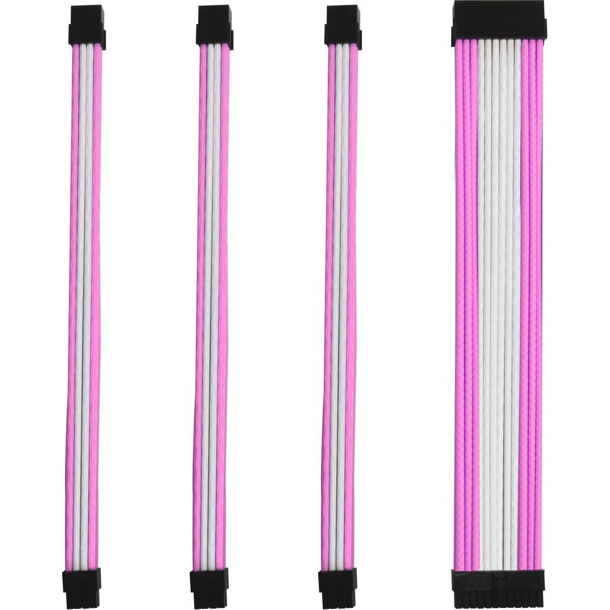 Kabel-Sleeve-Set - Pink/Wei&szlig; - ONE GAMING 