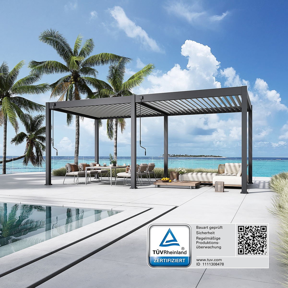 Weide Deluxe | Pergola Voll Aluminium freistehend | 3 x 6 M | Lamellendach anthrazit? 