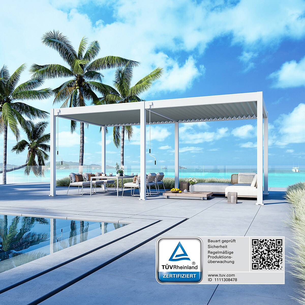 Weide Deluxe Pavillon Terrassenüberdachung Aluminium 3 X 6 M Weiß
