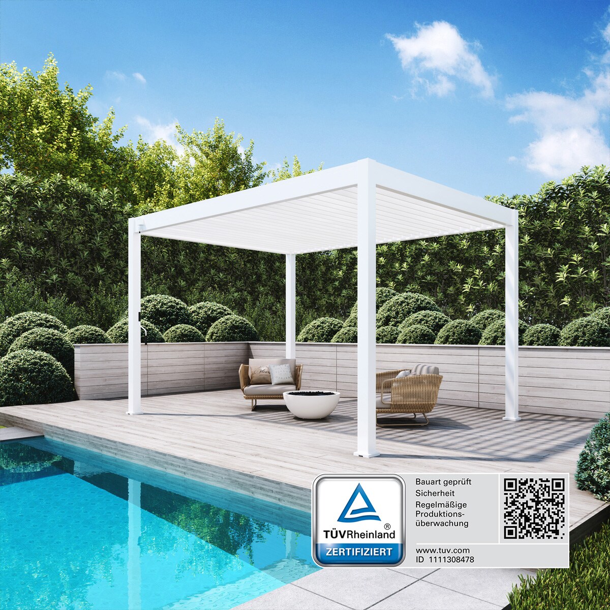 Weide Deluxe Pavillon Terrassenüberdachung Aluminium 3 X 4 M Weiß