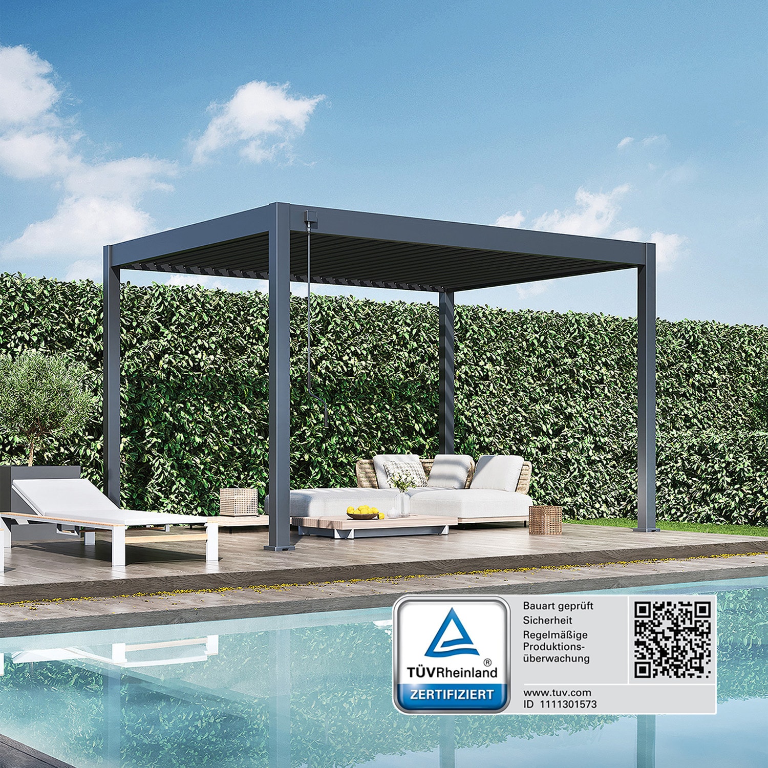 Weide Classic | Pergola Aluminium freistehend | 3 x 4 M | Lamellendach anthrazit? 