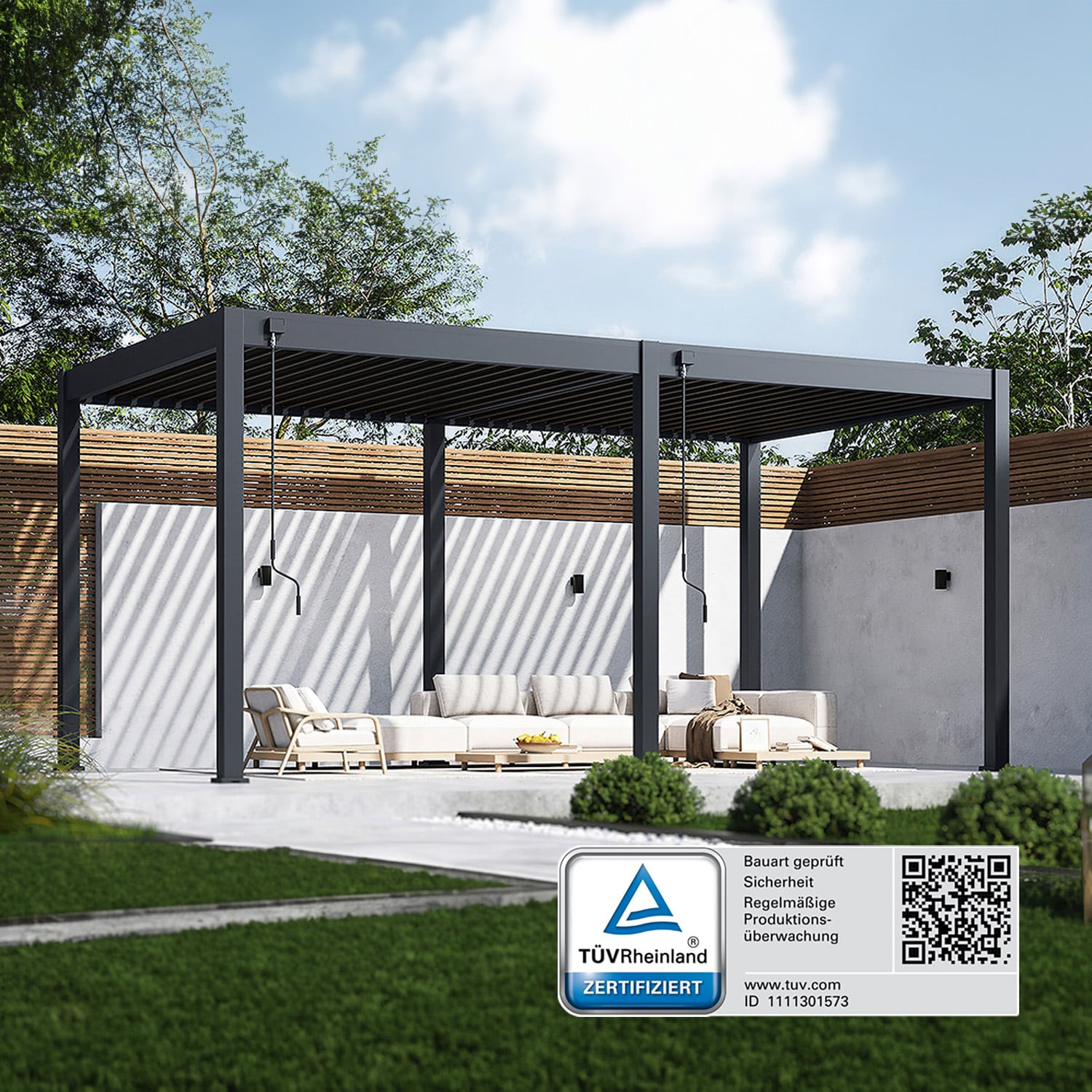 Weide Classic | Pergola Aluminium freistehend | 3 x 5,3 M | Lamellendach anthrazit? 