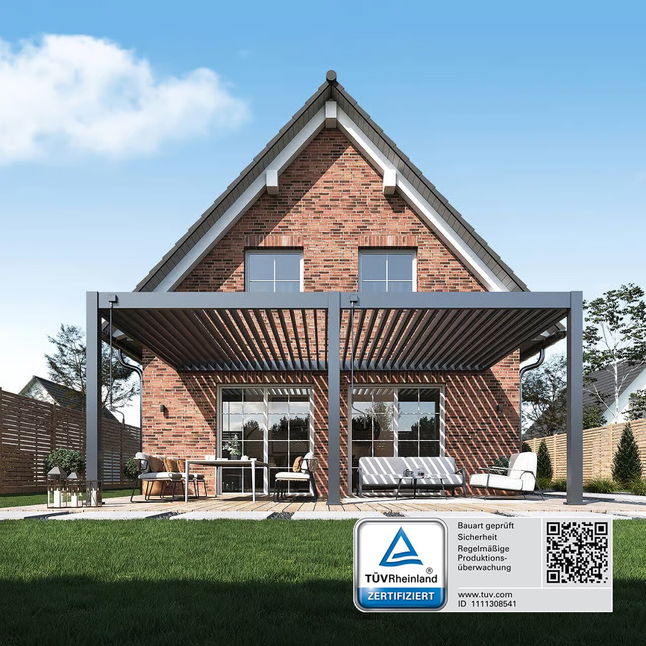 Weide Deluxe Plus Wand Pavillon Terrassenüberdachung Aluminium 4 X 6 M