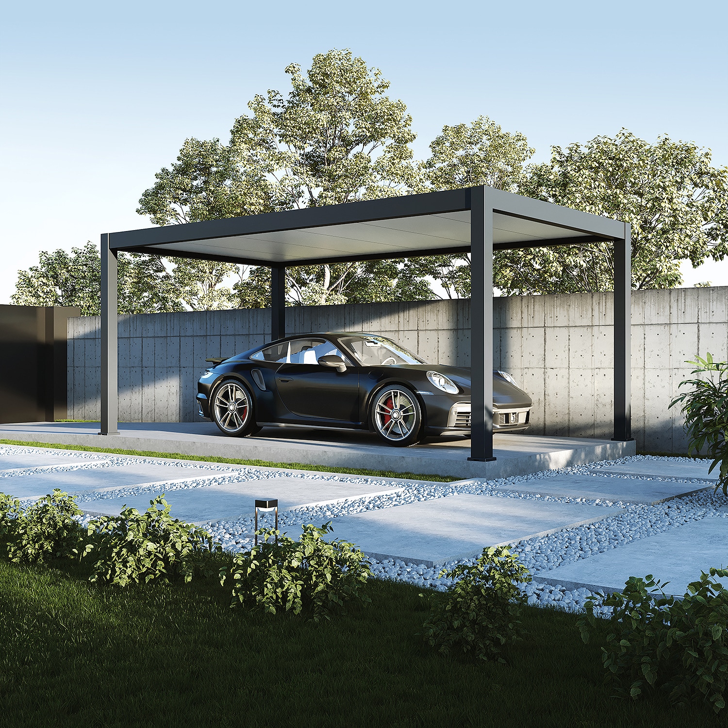 Weide Carport aus Aluminium | 3 x 5,3 M | Garage anthrazit | Auto&uuml;berdachung? 