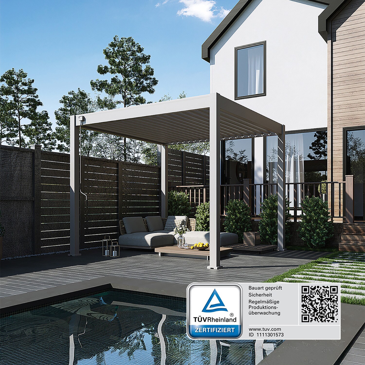 Weide Classic Pavillon Terrassenüberdachung Aluminium 3 X 3 M Ivory Sand