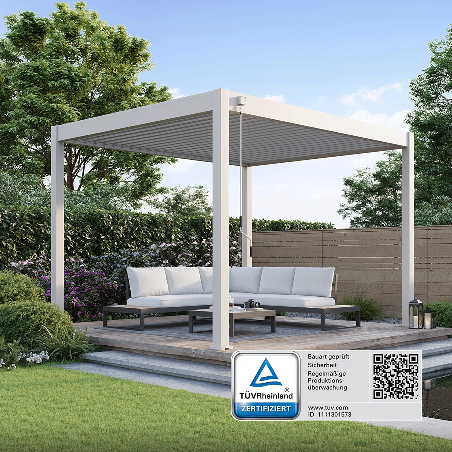 Weide Classic Pavillon Terrassenüberdachung Aluminium 3 X 3,6 M Ivory Sand