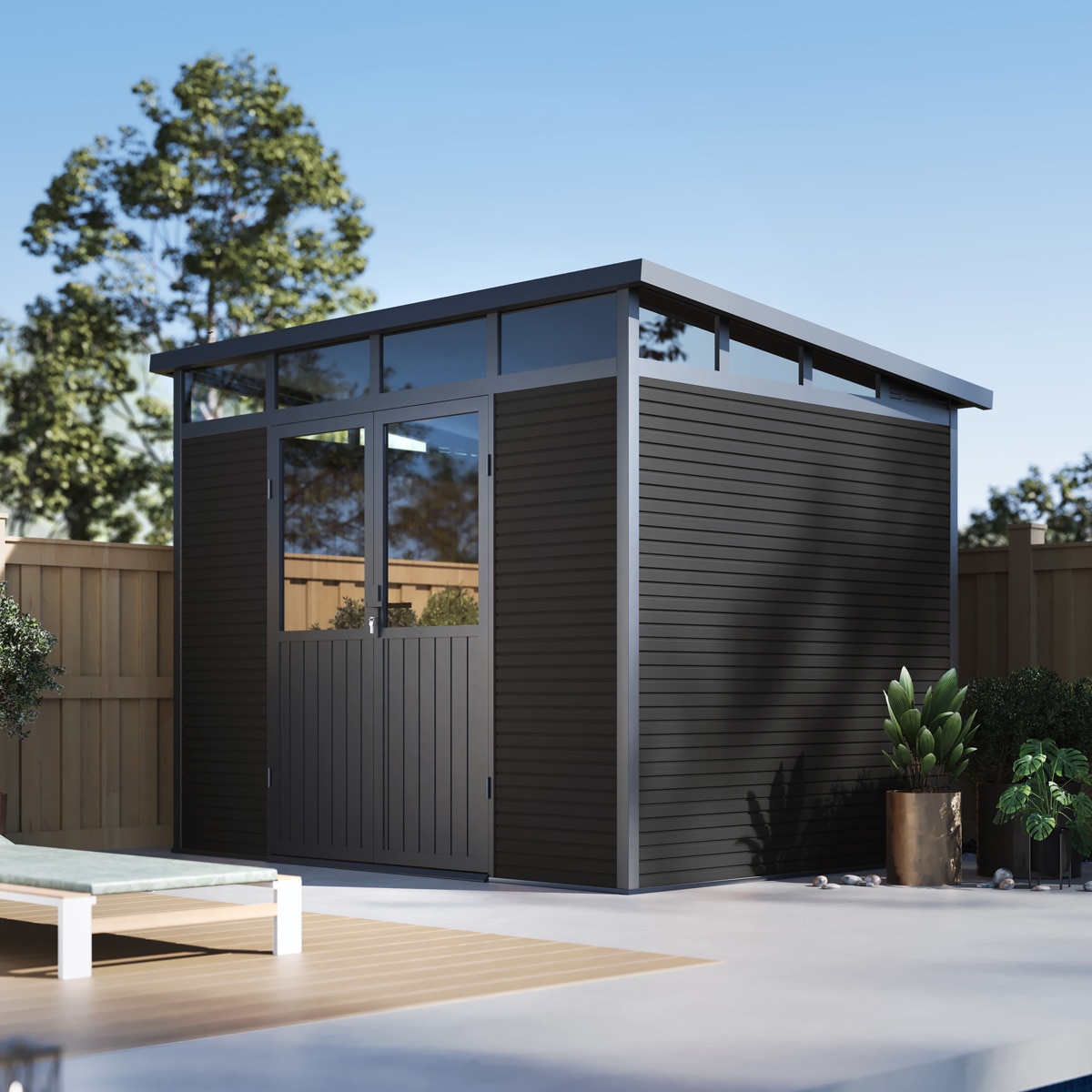 Weide Gartenhaus | Aluminium & WPC | Ger&auml;tehaus mit Doppelt&uuml;r | 278x218 cm | Wetterfest in Anthrazit? 