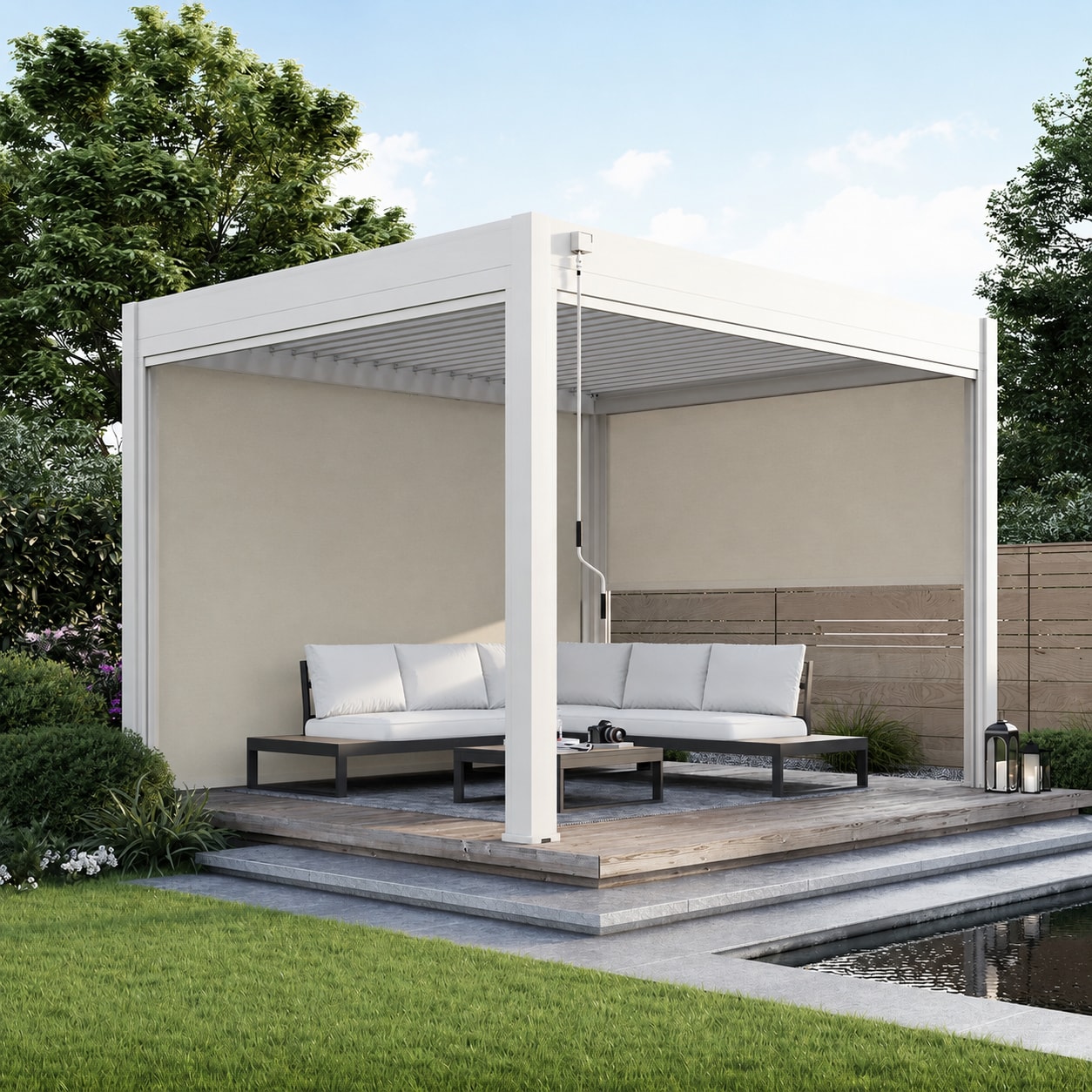 Sonnenrollo Ivory Sand stufenlos verstellbar f&uuml;r Weide Pergolen?3.0 Meter 