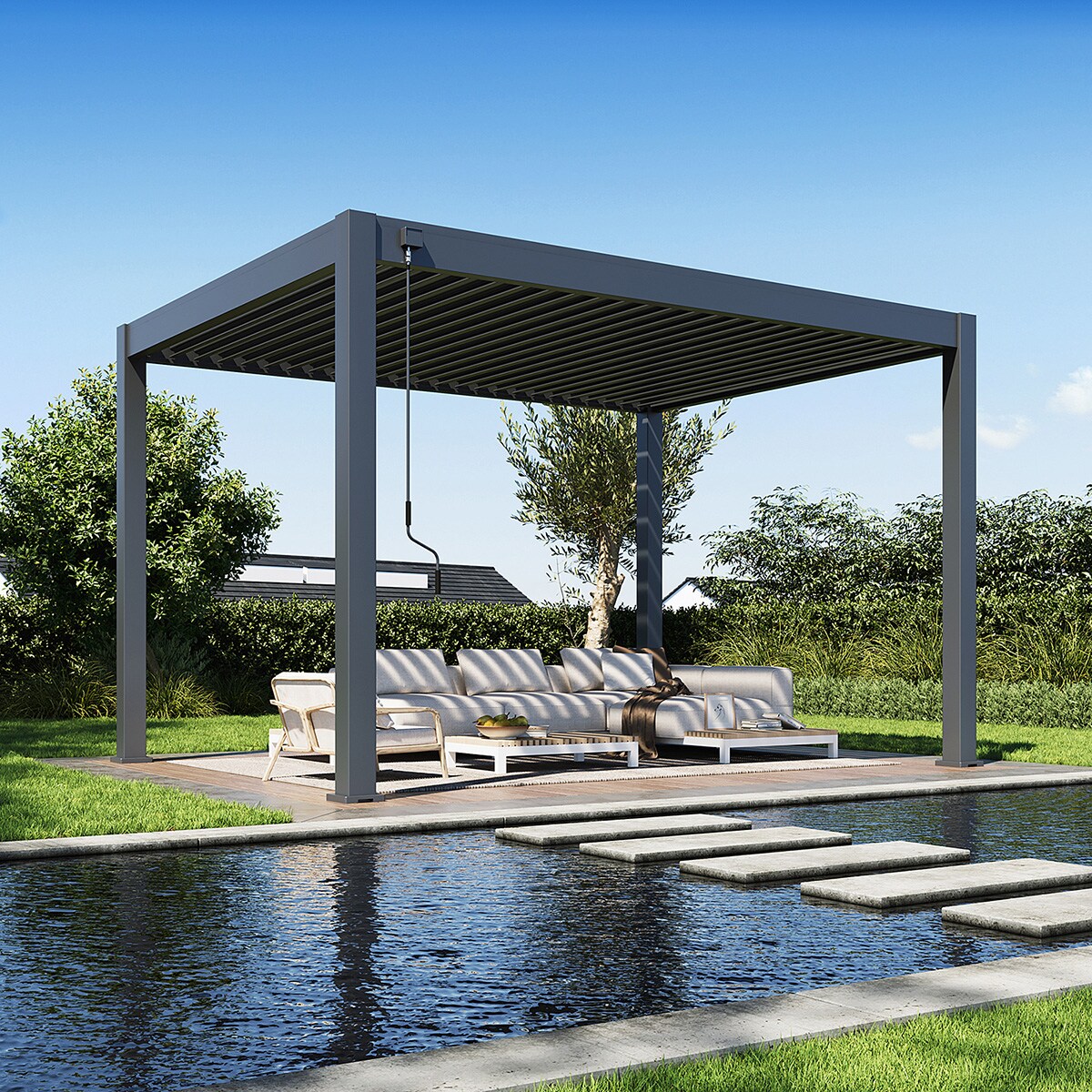 Weide Deluxe Plus | Pergola Voll Aluminium freistehend | 3 x 4 M | Lamellendach anthrazit? 