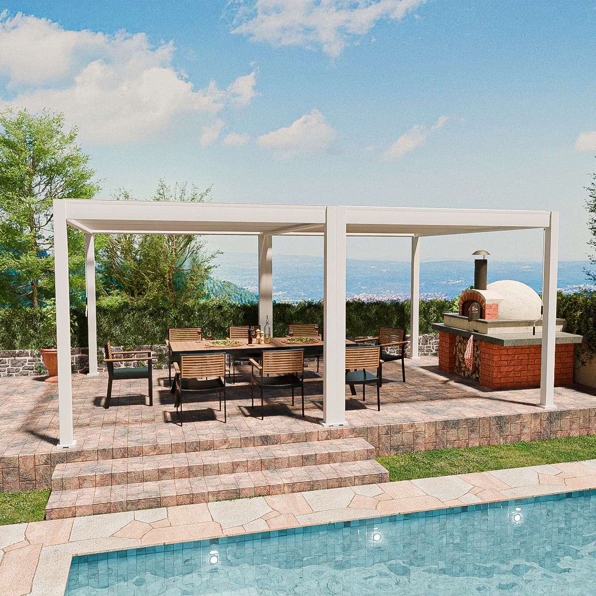 Weide Classic Pergola Aluminium Freistehend 4 X 6 M Wei&szlig; 