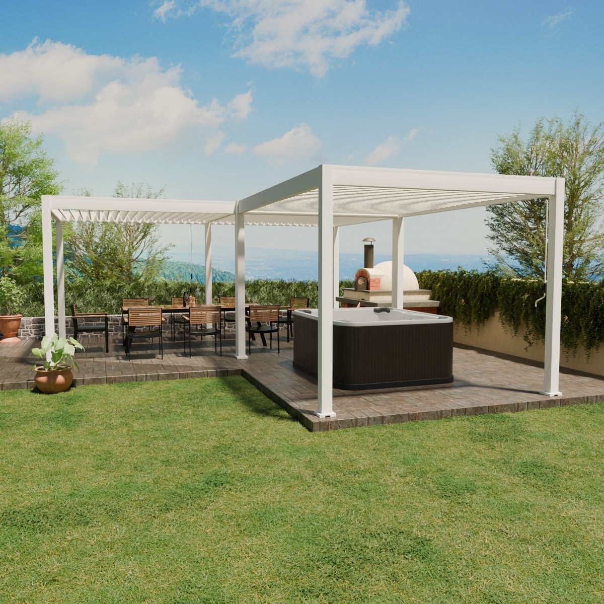 Weide Deluxe Pavillon Terrassen&uuml;berdachung Aluminium 6 X 7 M +Verbindung 3 M 